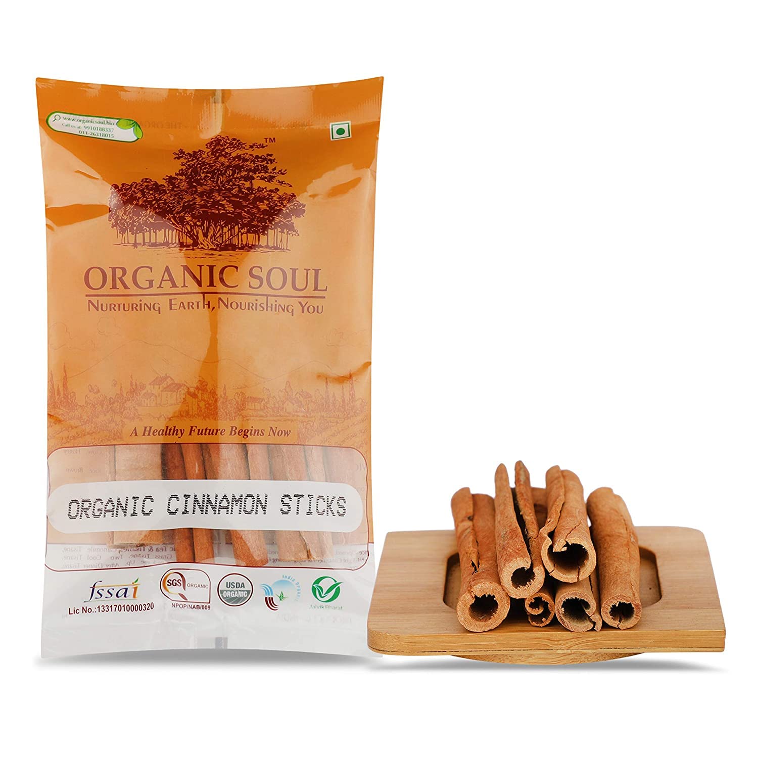 Organic Soul Cinnamon sticks (Organic Dalchini) Dalchini Stick 100 gram/Organic Certified/NPOP Certified