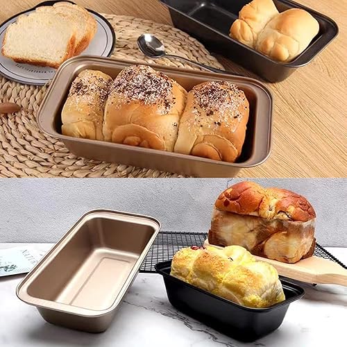 Miniatura 2 de EGEN Molde para pan para hornear, molde antiadherente de acero al carbono para hornear, molde para tostadas, pan y pan (10 x 5.1 pulgadas, dorado, 4