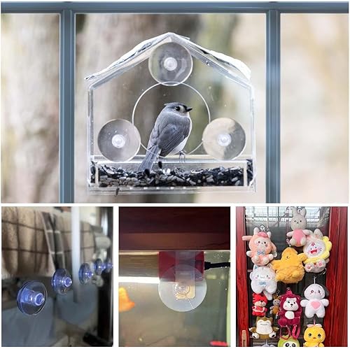 Miniatura 5 de Paquete de 20 ventosas para ventosas de plástico de vidrio, ventosas de plástico de PVC transparente con ganchos para mesa de vidrio, almohadilla