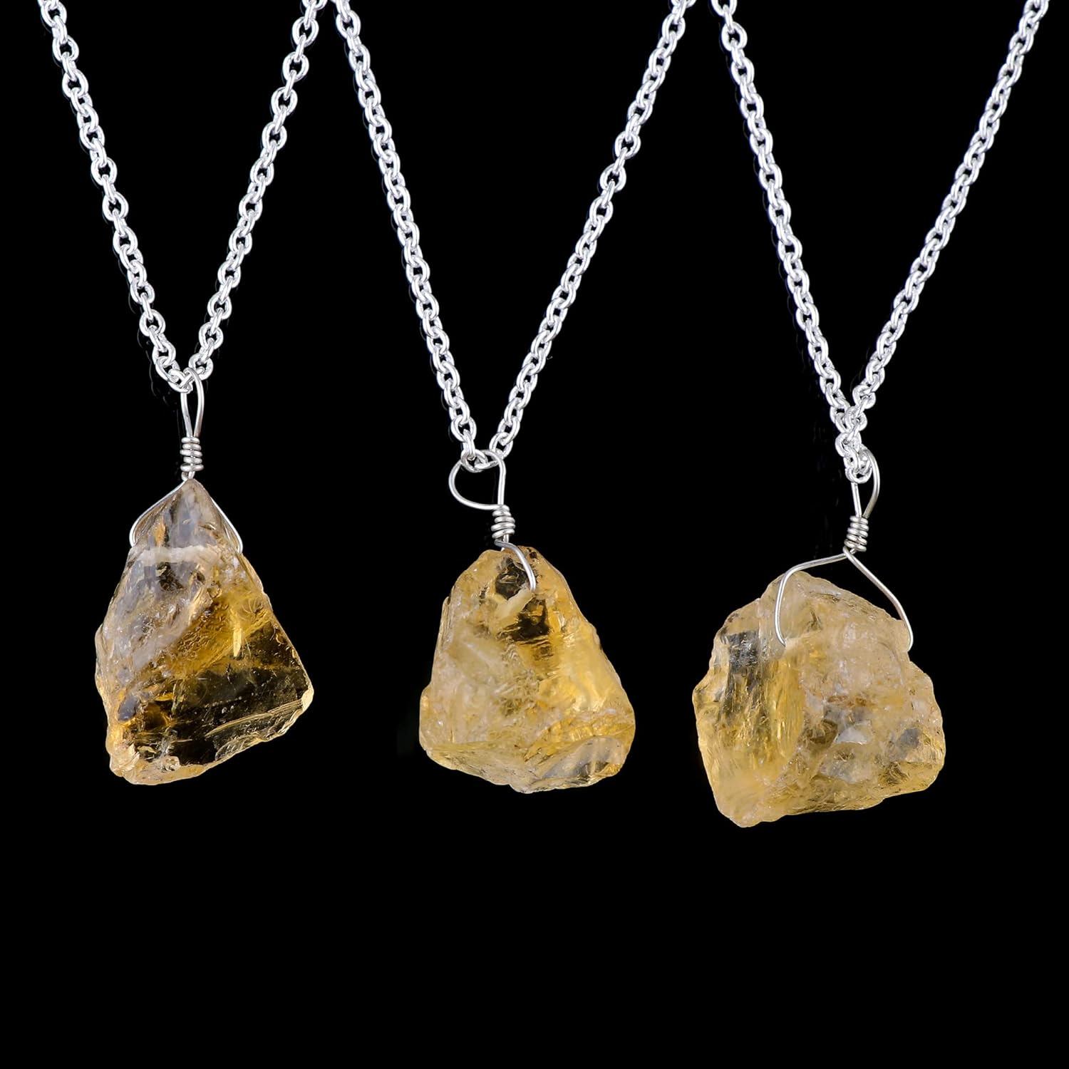 Raw Gemstone Necklace Silver Birthstones - Image 3