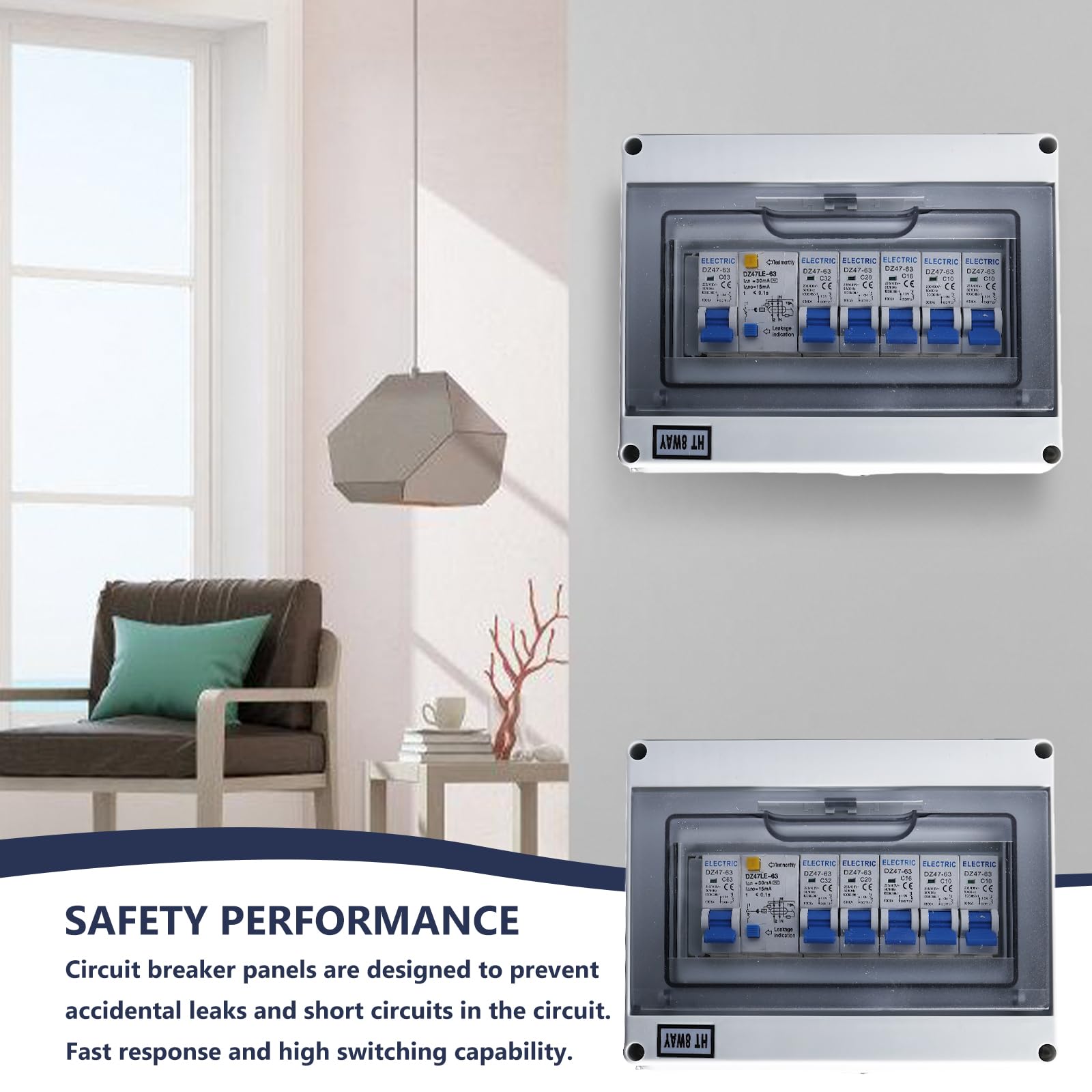 Caja de fusibles, caja de distribución, distribuidor de corriente para construcción, distribuidor de pared con interruptor de protección Fi, IP65, resistente al agua, distribuidor de corriente para