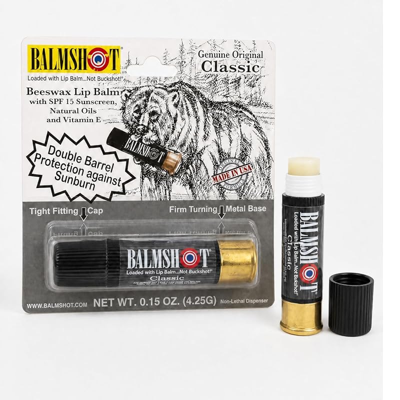 Balmshot Bálsamo Labial Black Classic com Cera de Abelha e Estojo de Latão