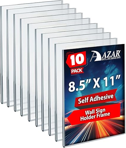 Vista 13 de Azar Displays 122015 - Marco autoadhesivo de acrílico transparente para letreros de pared, 5.5 pulgadas de ancho x 2.5 pulgadas de alto