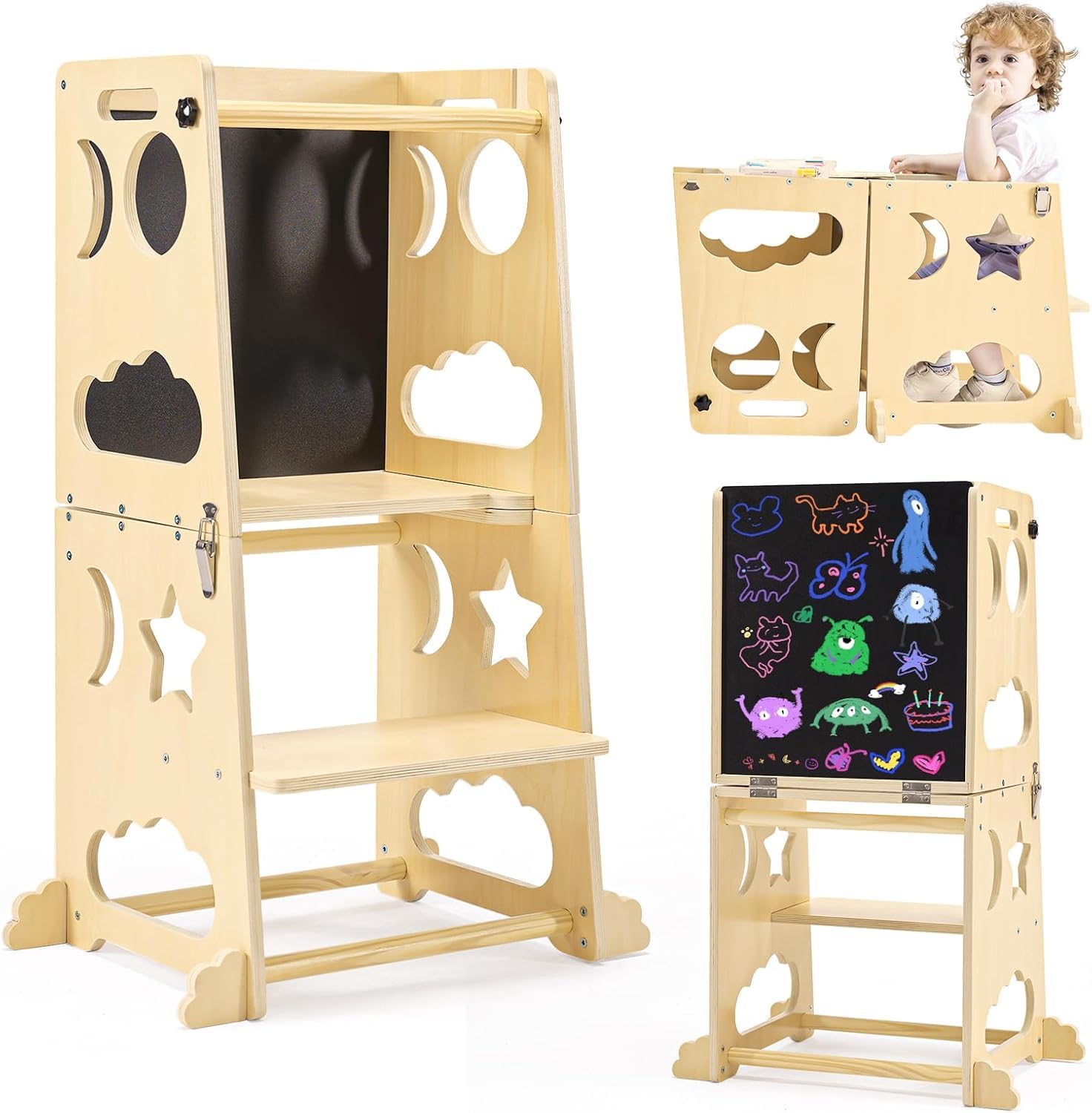 Torre de Aprendizaje Montessori ATAA Stool con Taburete Extraíble