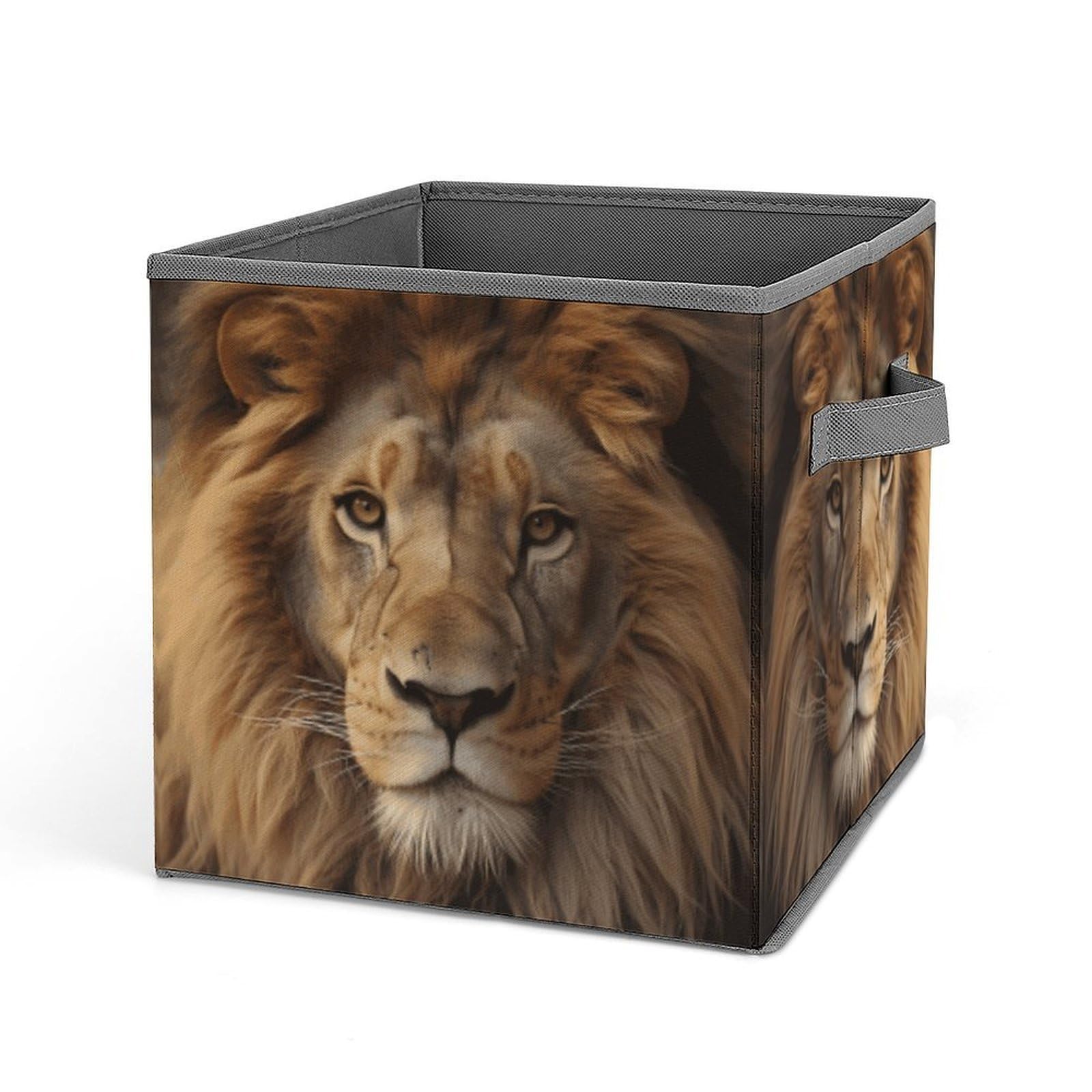 VstaDank African Lion Head Storage Bin Collapsible Storage Cubes Organizer Oxford Cloth Storage Box with Dual Handles Large Stackable Closet Storage Bins for Sheets Hat Sweater