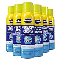 Dr. Scholl’s, Deodorante Spray per Scarpe con Tecnologia Attiva sul Controllo degli Odori, Elimina e Protegge dai Cattivi Odori per 48h, Adatto ad Ogni Tipo di Scarpa, 6 Flaconi da 150 ml