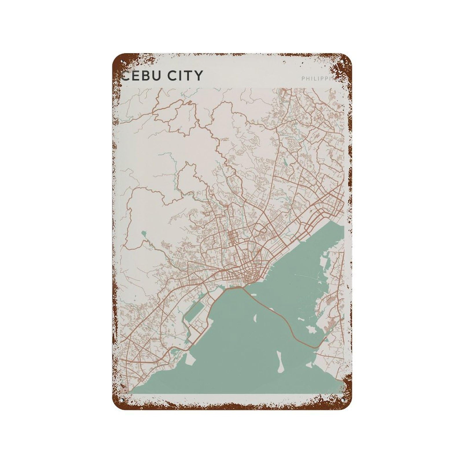 xiaoxiaoshen Cebu Map Philippines Travel Gift Scandi (2) Wall Decor Art Metal Tin Poster Modern Home Decor Art Home Bar Shop Decorations Vintage Sign 30x20cm