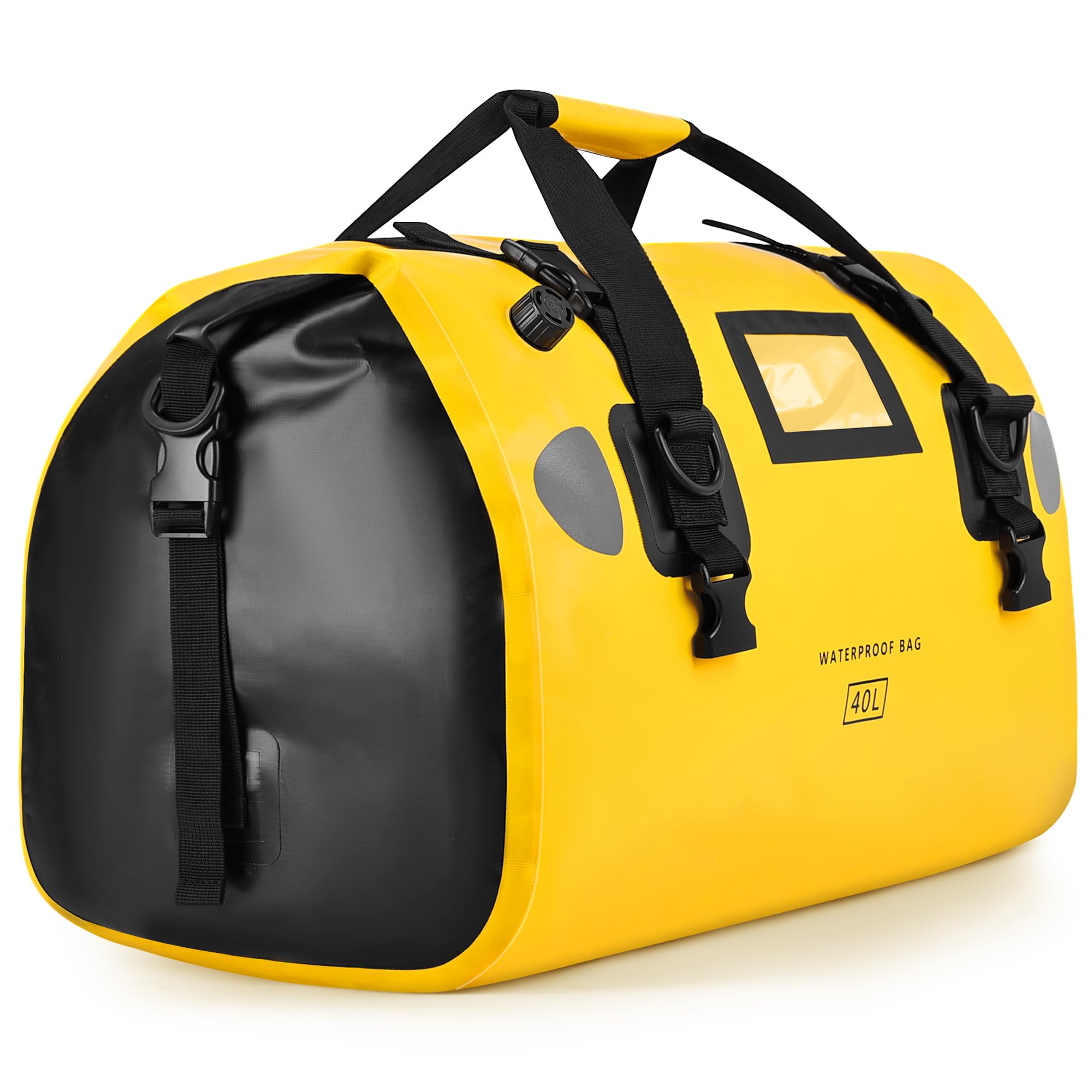 HOMIEE Motorrad Hecktasche 40L wasserdichte Motorradtasche Gepäckrolle Große Hecktasche mit Schnellverschlussgurten für Touring Camping Motorradfahren Radfahren Wassersport (Gelb)