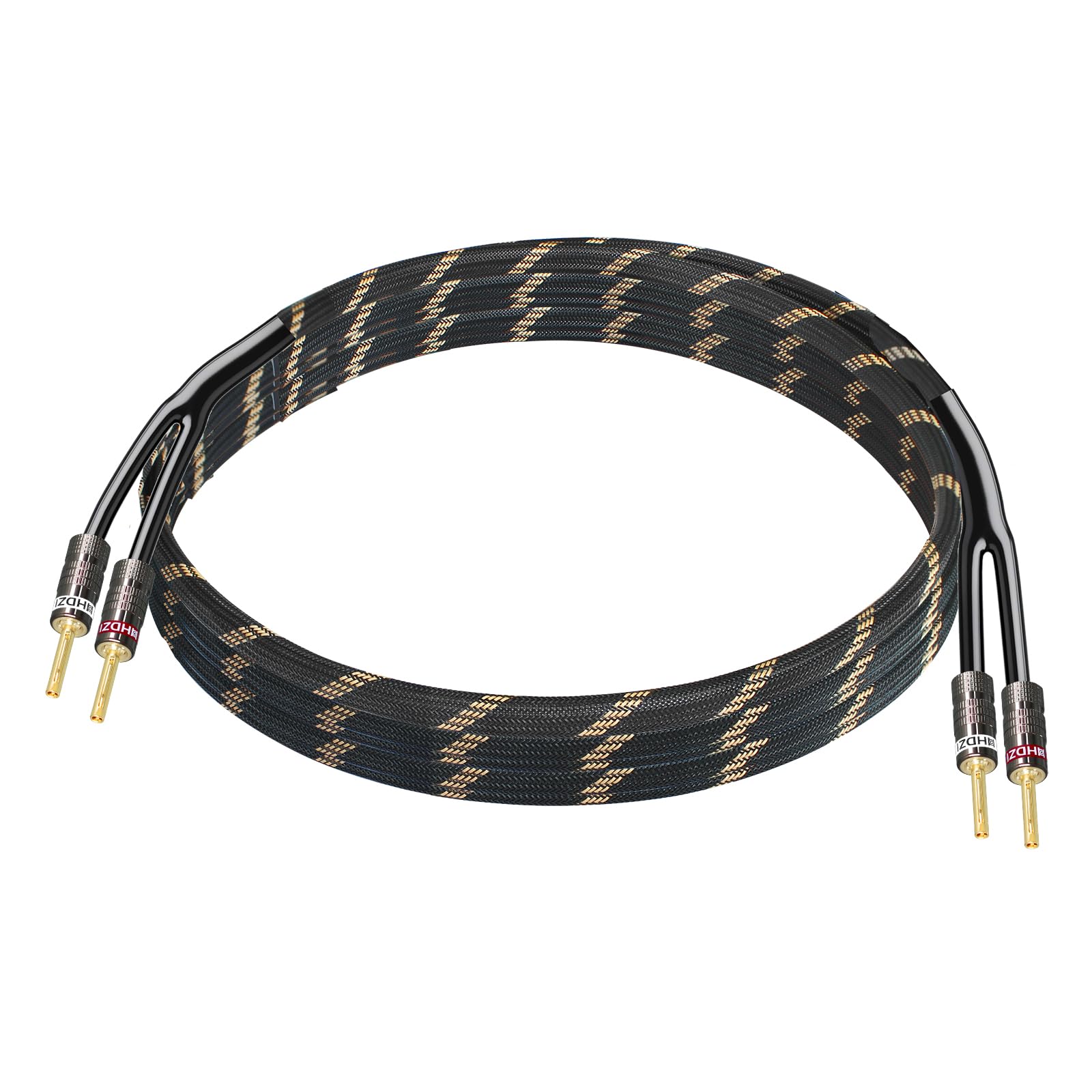 HHDZI 12AWG Speaker Cable with Banana Plugs Gold-Plated (3.3 Feet-1 Meter)
