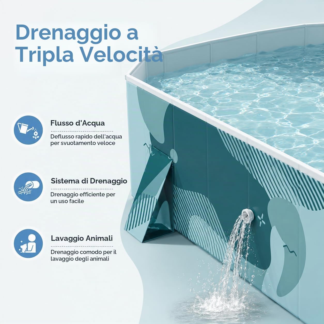 Piscina rettangolare pieghevole in plastica rigida pieghevole