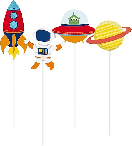 Miniatura 1 de Astronaut Party Decorations Centerpieces Rocket 8pcs, Party Centerpieces for Tables, Spaceship Cake Topper, Galaxy Party Supplies for Birthday Baby