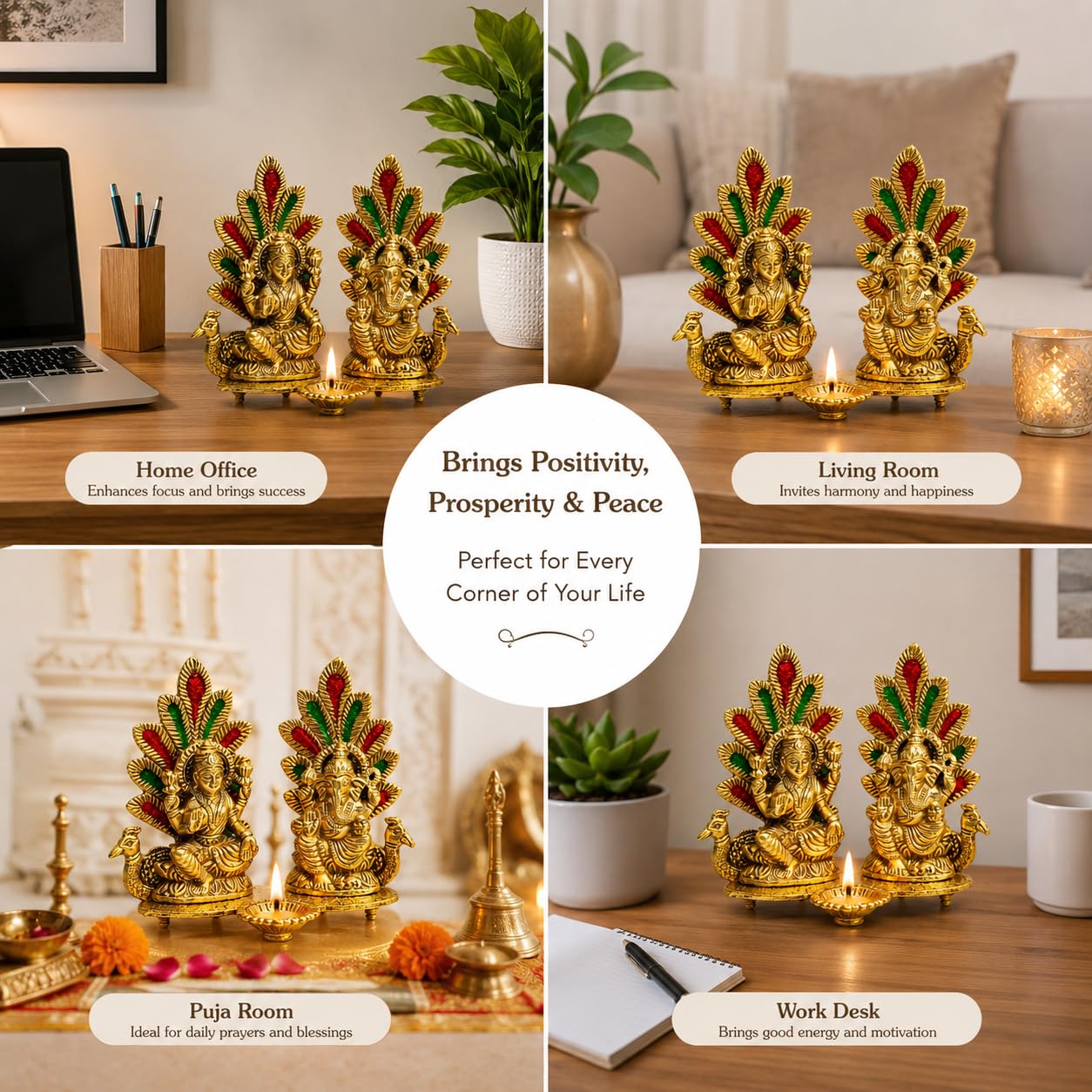 Laxmi Ganesh Idol - Diwali Decor & Golden God Statue -2 Laxmi Ganesh Idol - Diwali Decor & Golden God Statue -2