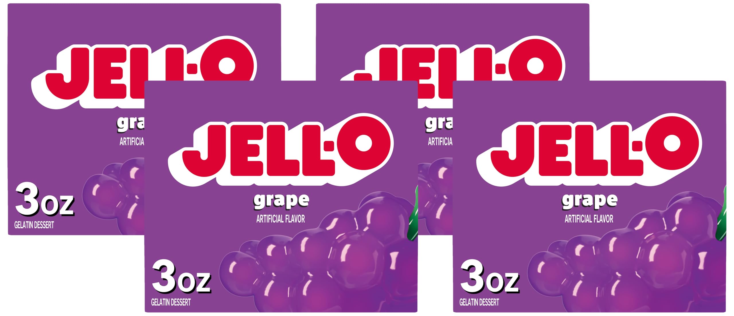 Jell-O Grape Gelatin Dessert Mix (3 oz Box) (Pack of 4)