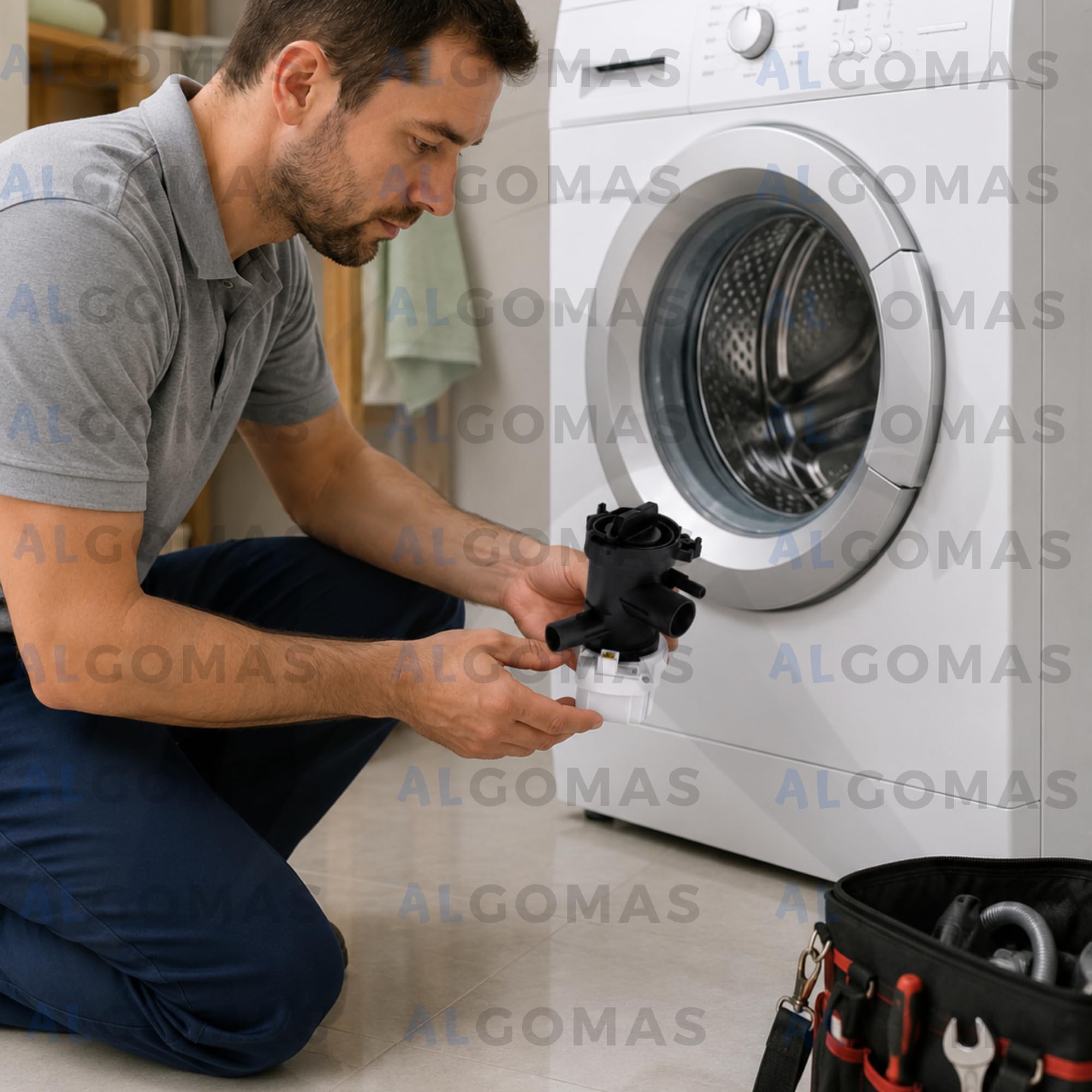 ALGOMAS® Bomba Desagüe Lavadora Copreci 2KEBS111/047. 30W. KEBS101/024 | 145212 00145212 | Repuesto Compatible con Bosch Balay Siemens | Incluye Filtro