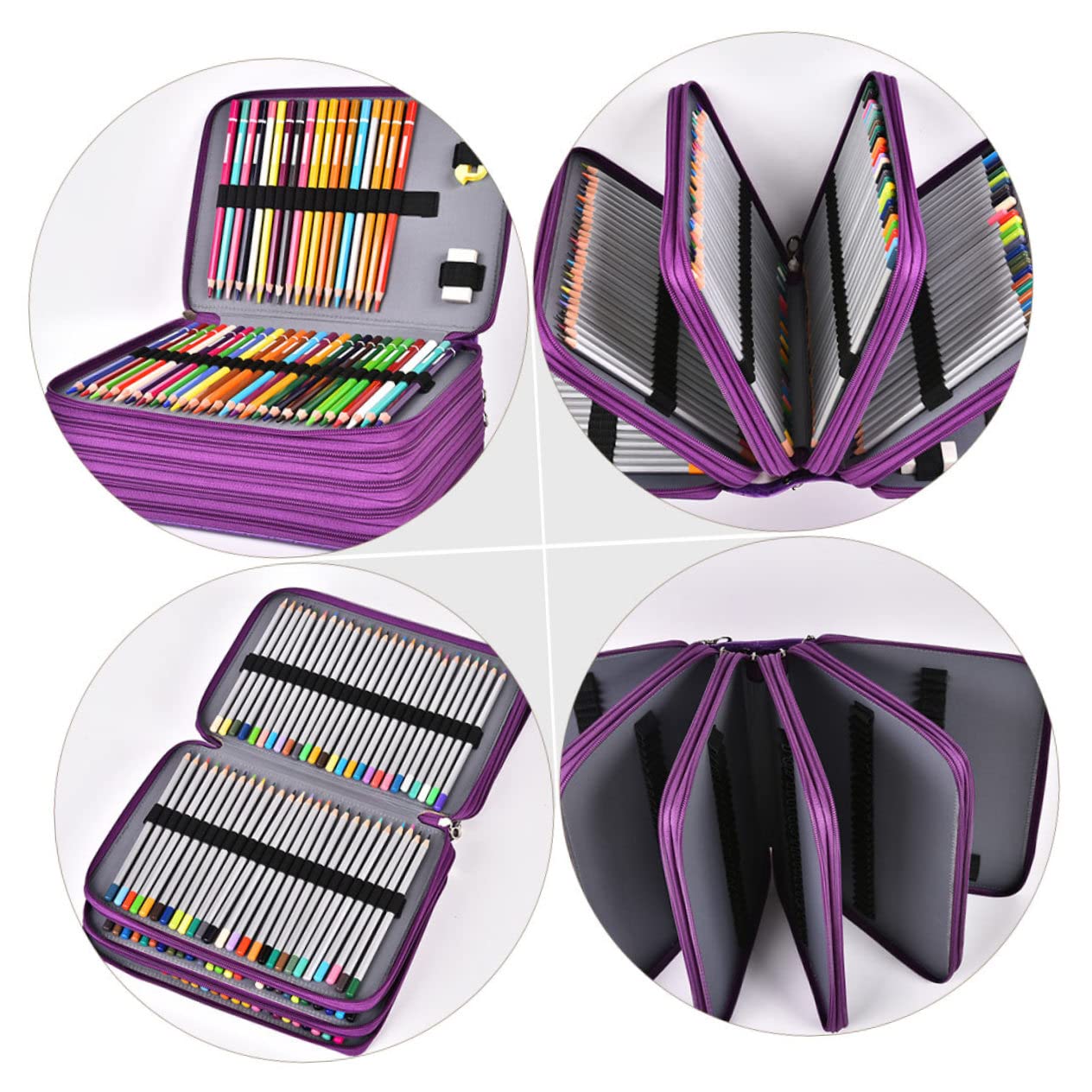 DOITOOL Portapenne Multifunzione 252 Fori Astuccio Pu Zip per Matite e Cancelleria Borsa Portaoggetti Spaziosa per Scuola e Ufficio