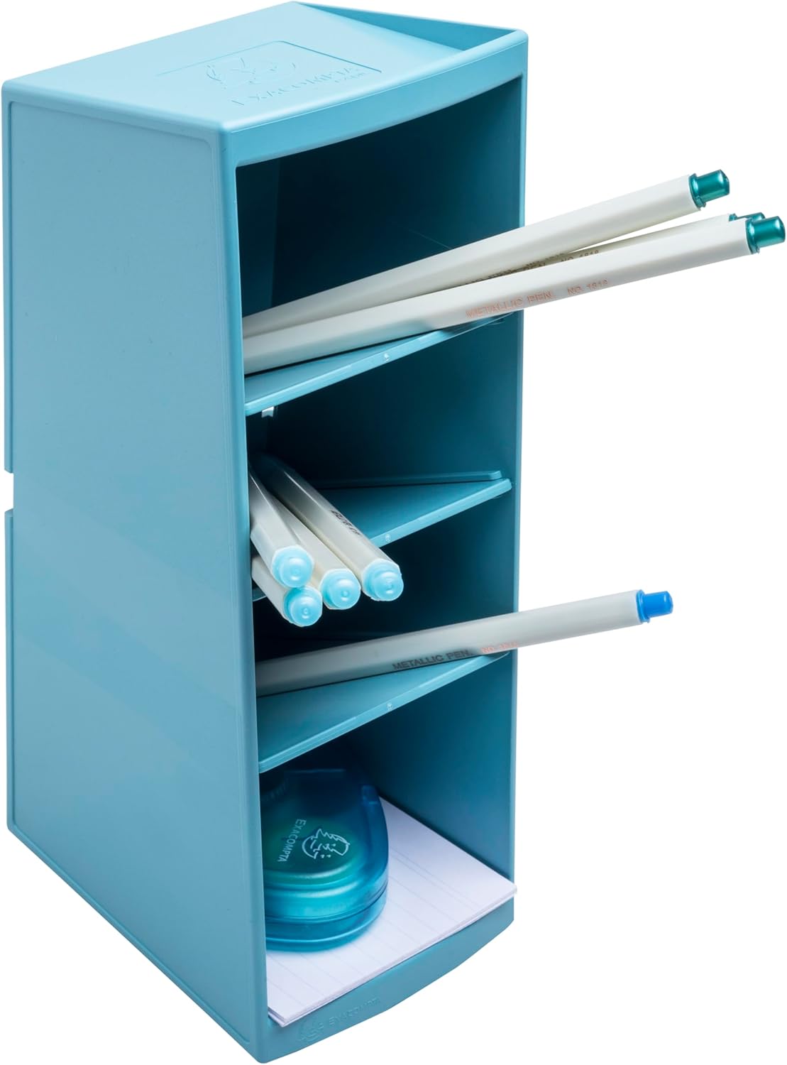 EXACOMPTA - Ref 681909D - 1 POP N'CO storage tower, 4 compartments, desk organizers for storing pens, brushes, small utensils - Dimensions 11 x 8.5 x 23 cm - Random