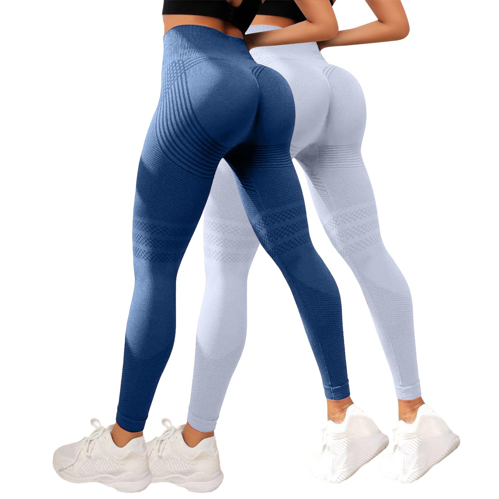 2 Pezzi Leggins 3D Anticellulite Donna Solenao Leggings Anti Cellulite Compressione Graduata Push Up Lipedema Pantacollant Sportivo Senza Cuciture Vita Alta per Fitness Yoga Corsa Modellante Estivi