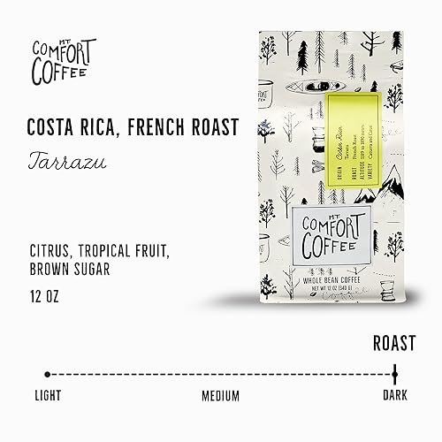 Miniatura 2 de Mt. Comfort Coffee Costa Rica French Roast, 12 onzas, notas de cítricos, frutas tropicales y azúcar morena, granos enteros tostados de primera