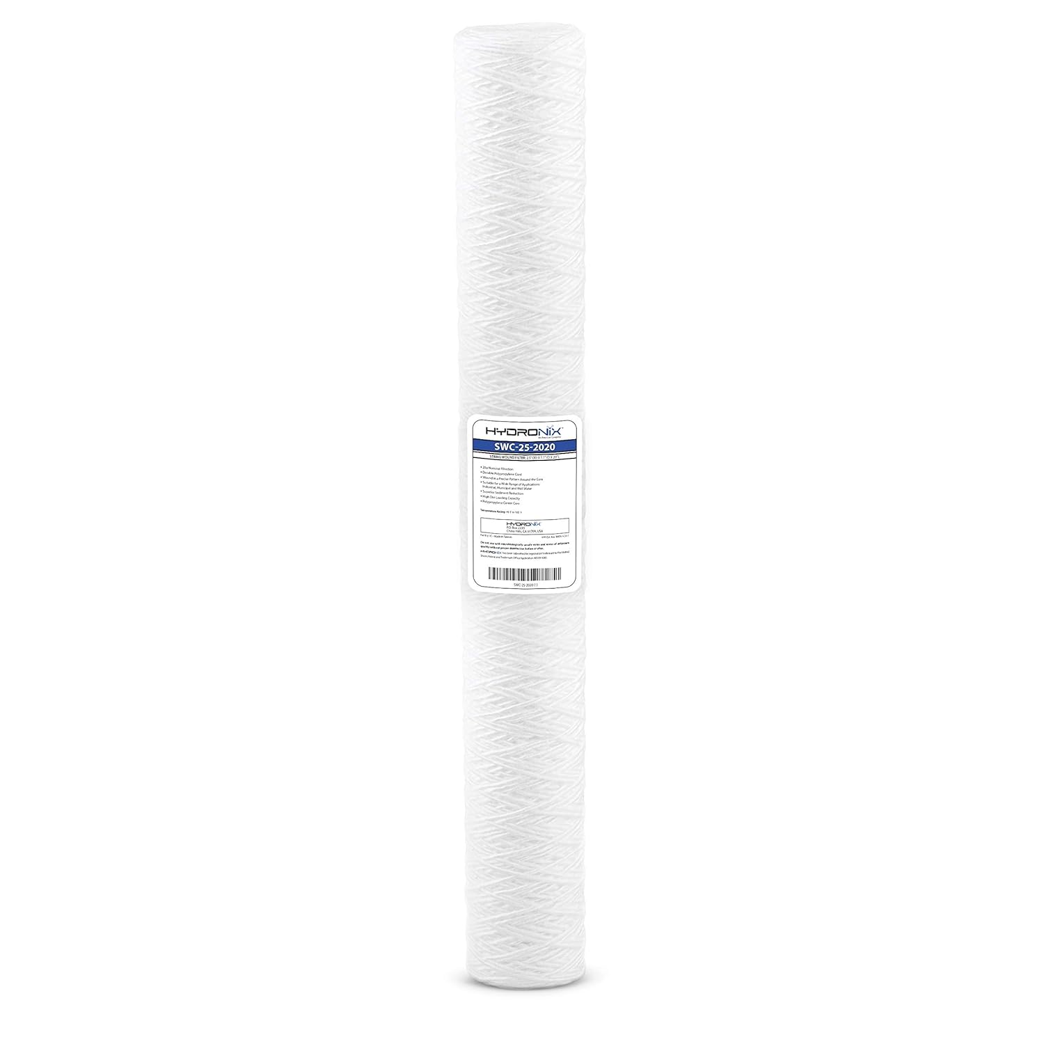 Hydronix SWC-25-2020 Universal NSF String Wound Sediment Water Filter Cartridge 2.5 x 20 - 20 micron
