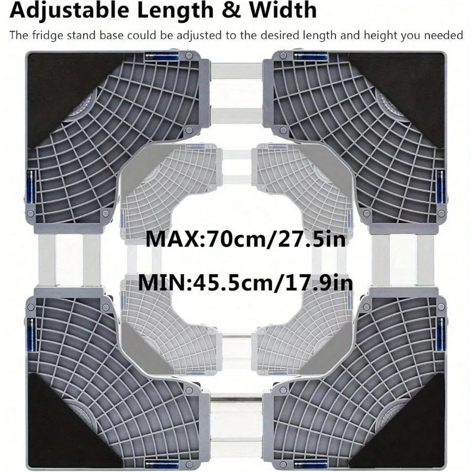 Base Rodante para Lavadora, Soporte Móvil Ajustable con Tubos Dobles, 4 Ruedas De Bloqueo para Lavadora Secadora Nevera(1set Stand)