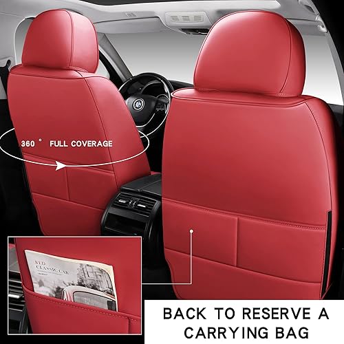 Miniatura 4 de Juego completo de fundas de asiento de automóvil de piel sintética de cobertura completa para automóviles, camiones, sedanes, SUV, con cuero