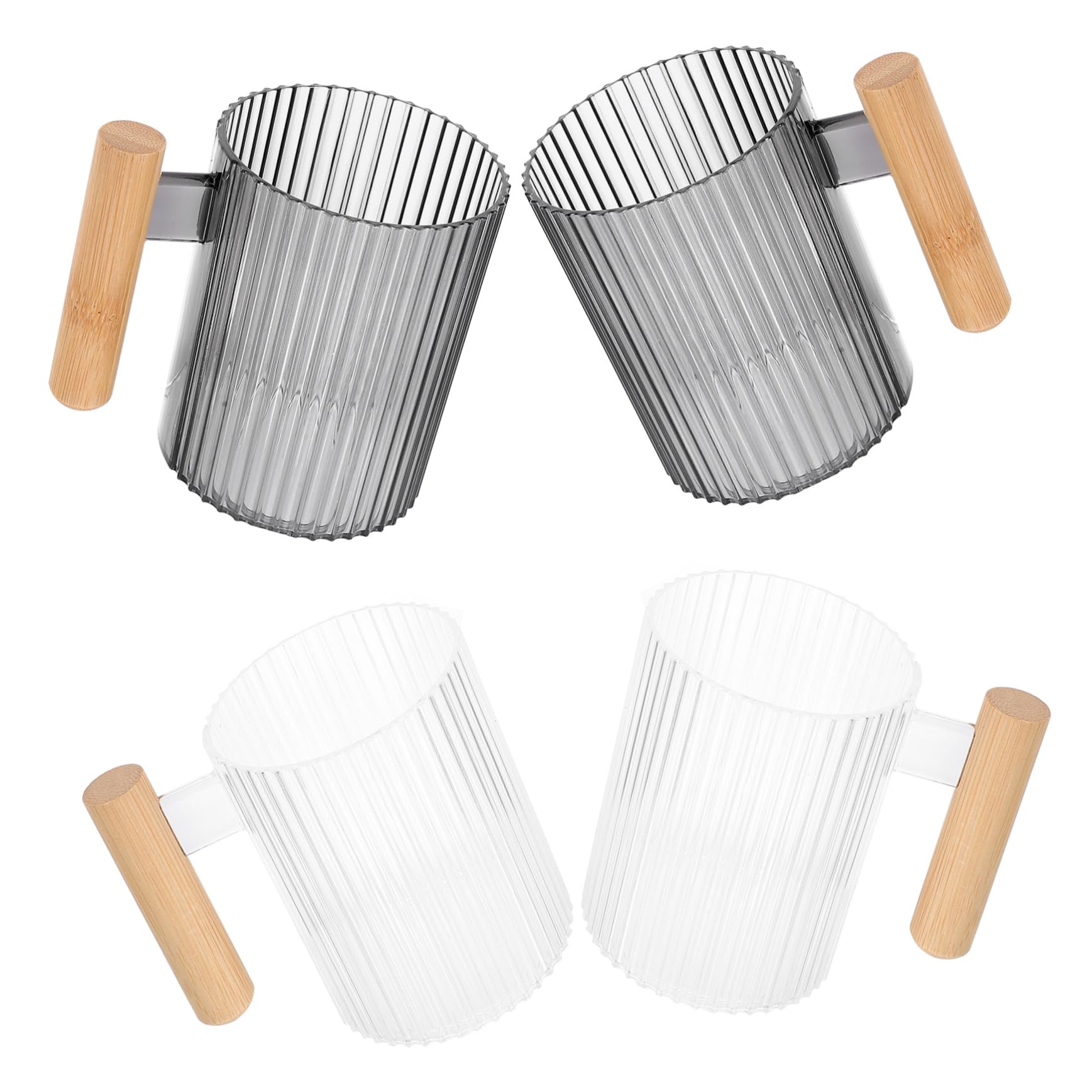 KONTONTY 4pcs Plastic Toothbrush Storage Cup Modern Design Clear Mouthwash Cups Toothpaste Rinsing Brushing Mugs Home Use Fashion and Elegance