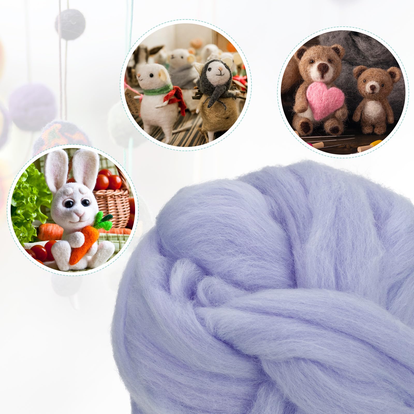 sourcing map Aiguille Feutre Laine, 8.5 Oz Nature Fibre Laine Fil Itinérant pour Humide Feltrage, Artisanat, DIY Matériaux (Gris)
