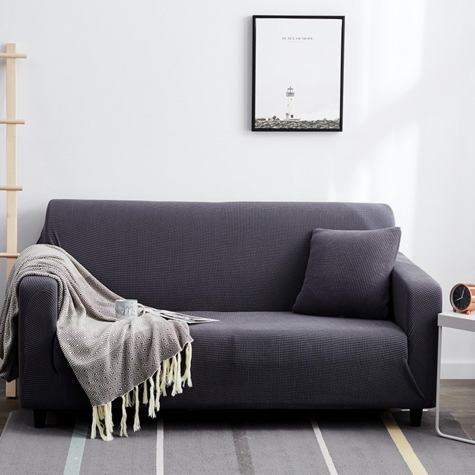 L A Forma Divano Copertura Divano Slipcover con Cinghie Elastiche Impermeabile Antiscivolo Trapuntato Mobilia Protettore per Bambini Animali Domestici 1 2 3 4 Sedili