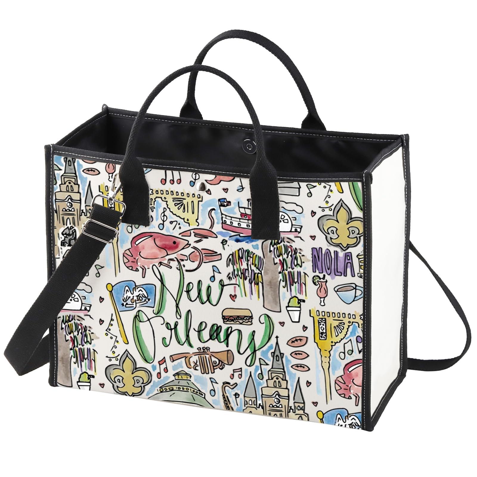 WZMPA New Orleans Travel Tote Bag - Louisiana Souvenir Gift - Reusable Grocery Bag