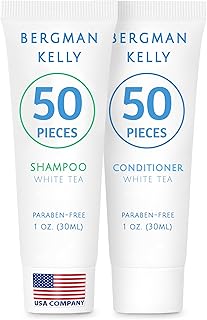 (Hotel Size 30ml, C. 50 Pack) - BERGMAN KELLY Hotel Shampoo and Conditioner Set, Hotel Toiletries Bulk (50 Pack, 30ml) Tra...