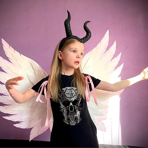 Miniatura 5 de Furimuk Diadema negra con cuernos de diablo para cosplay, accesorio gótico de belleza para Halloween, accesorios para el cabello, disfraz de fiesta