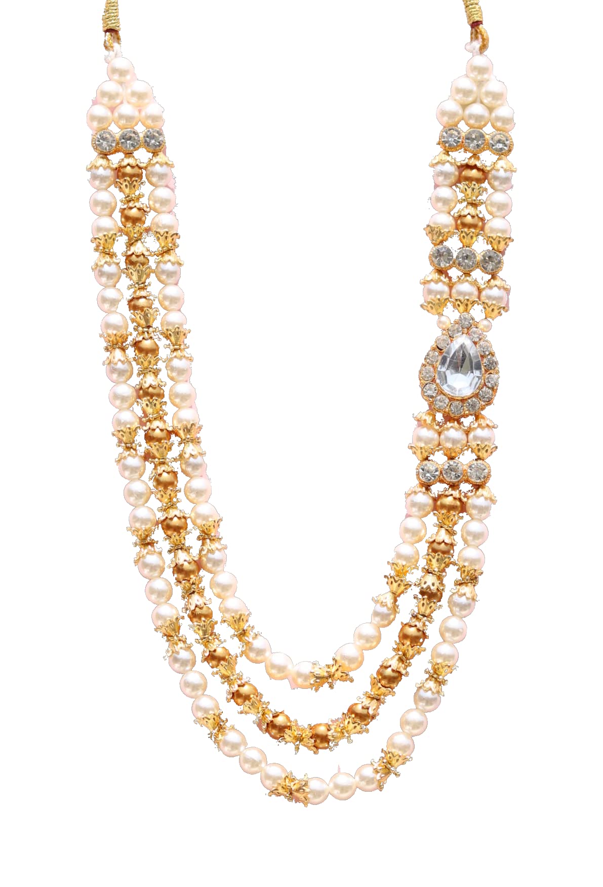 Geetanjali Crafts Handmade Pearl Stone & Studded AD(American Diamond) Necklace Jewellery For Men/Groom For Wedding(Dhula Mala/Kantha Haar) Or Special Occasions 7806 (B0BZ4NMNLM) Amazon Price History, Amazon Price Tracker
