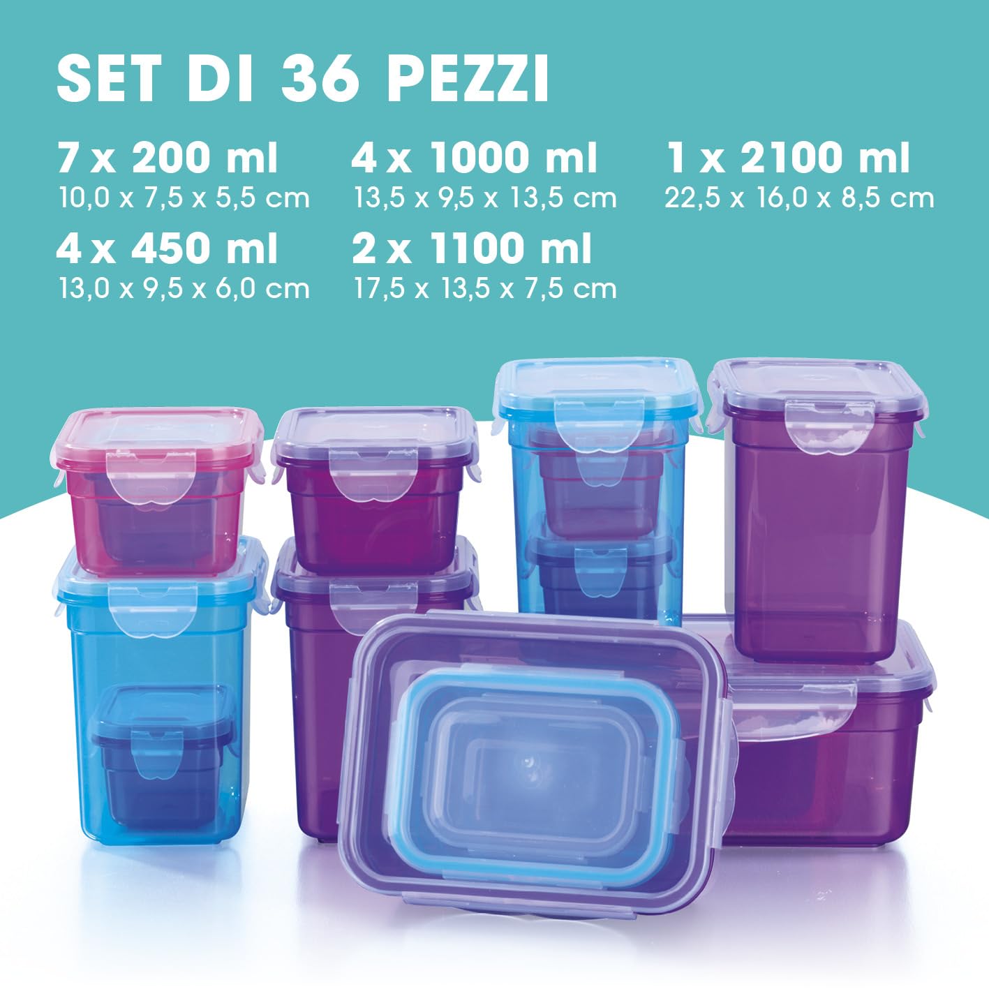 GOURMETmaxx Set di 18 contenitori per alimenti senza BPA e con coperchio Incluso | Contenitori senza BPA, ottimi per lavastoviglie, microonde e freeze | Leroy Merlin