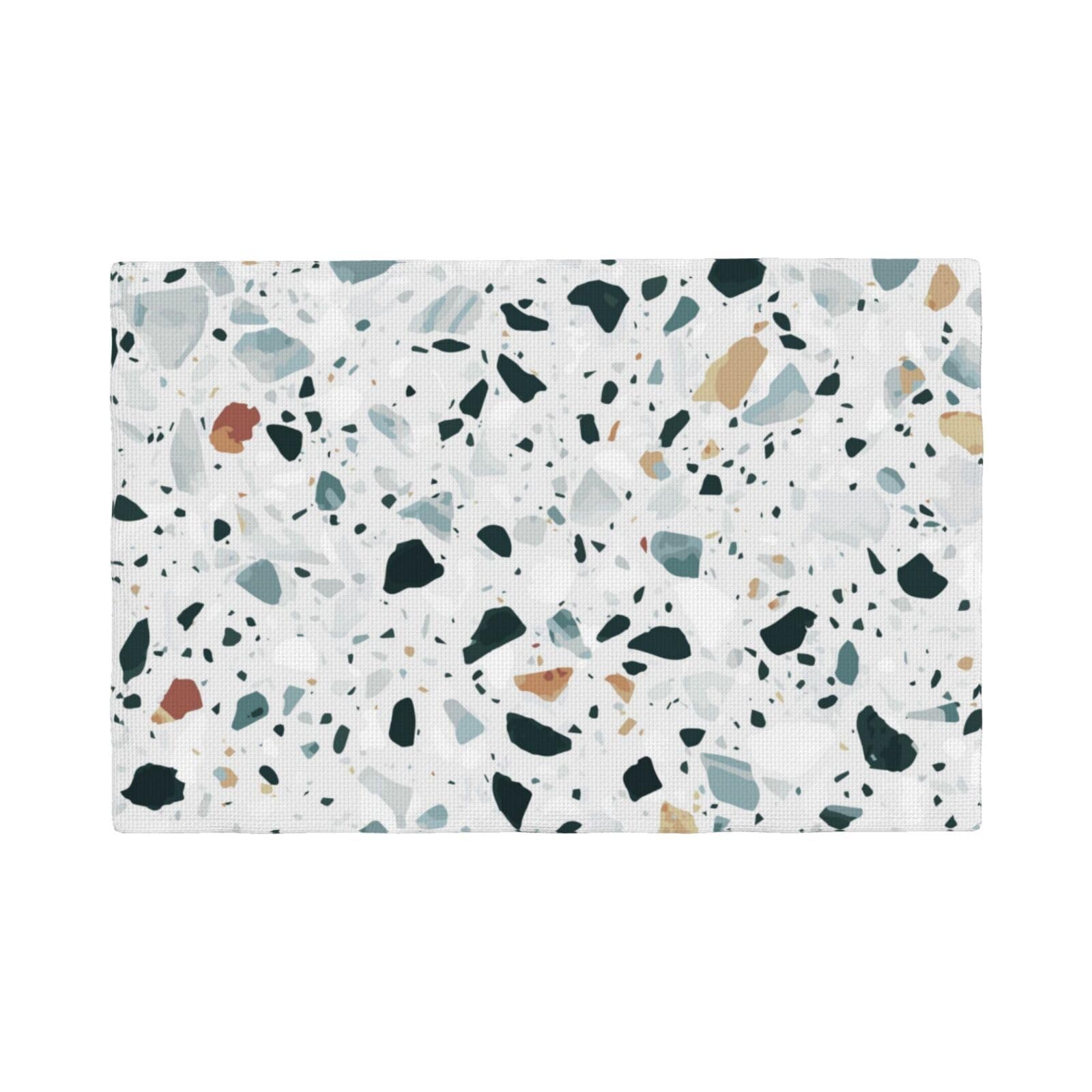 Flyife 4 Pcs Terrazzo Marble Pastel Printed Linen Place Mats Set Of - Heat-Resistant And Non-Slip Table Placemats