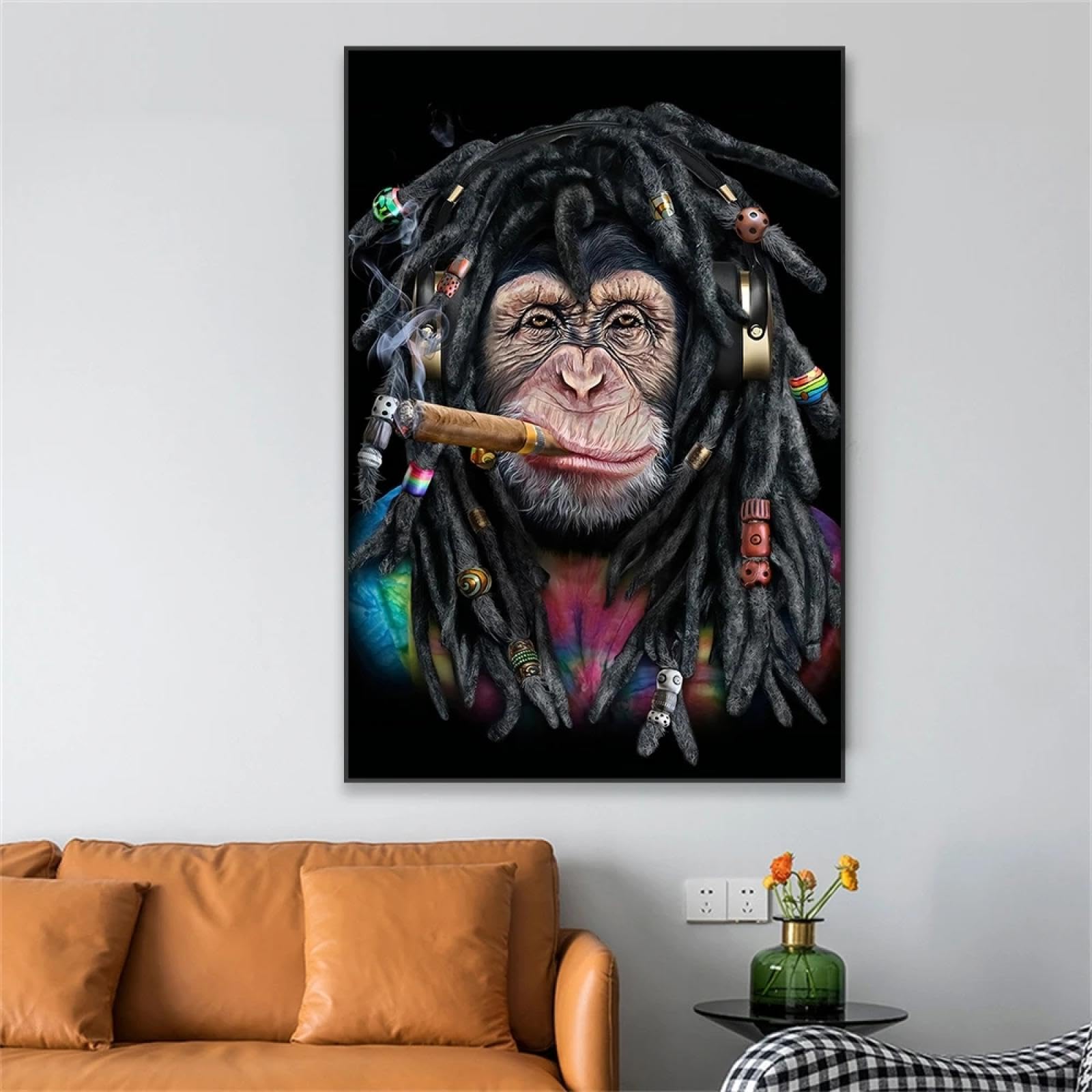 Hippie Monkey Poster Funny Monkey Print Monkey with Rasta Hair
