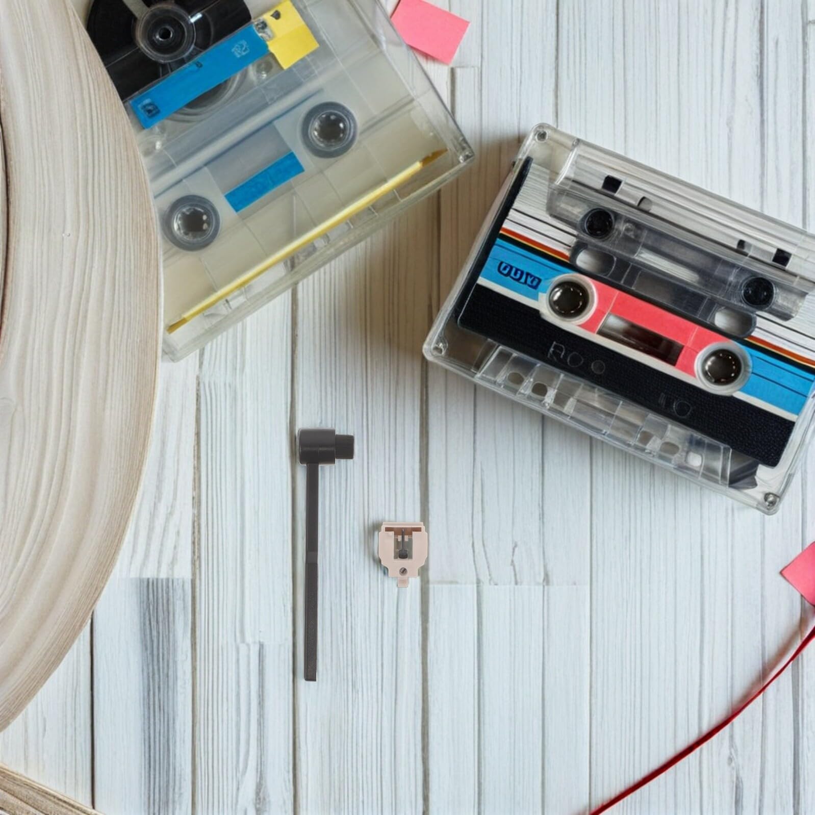Ago per Giradischi di Ricambio con Spazzola Pulizia | Bianco, Plastico e Metallo, per Vinili e Riproduttore Domestico, Restauro Audio e Uso in Famiglia
