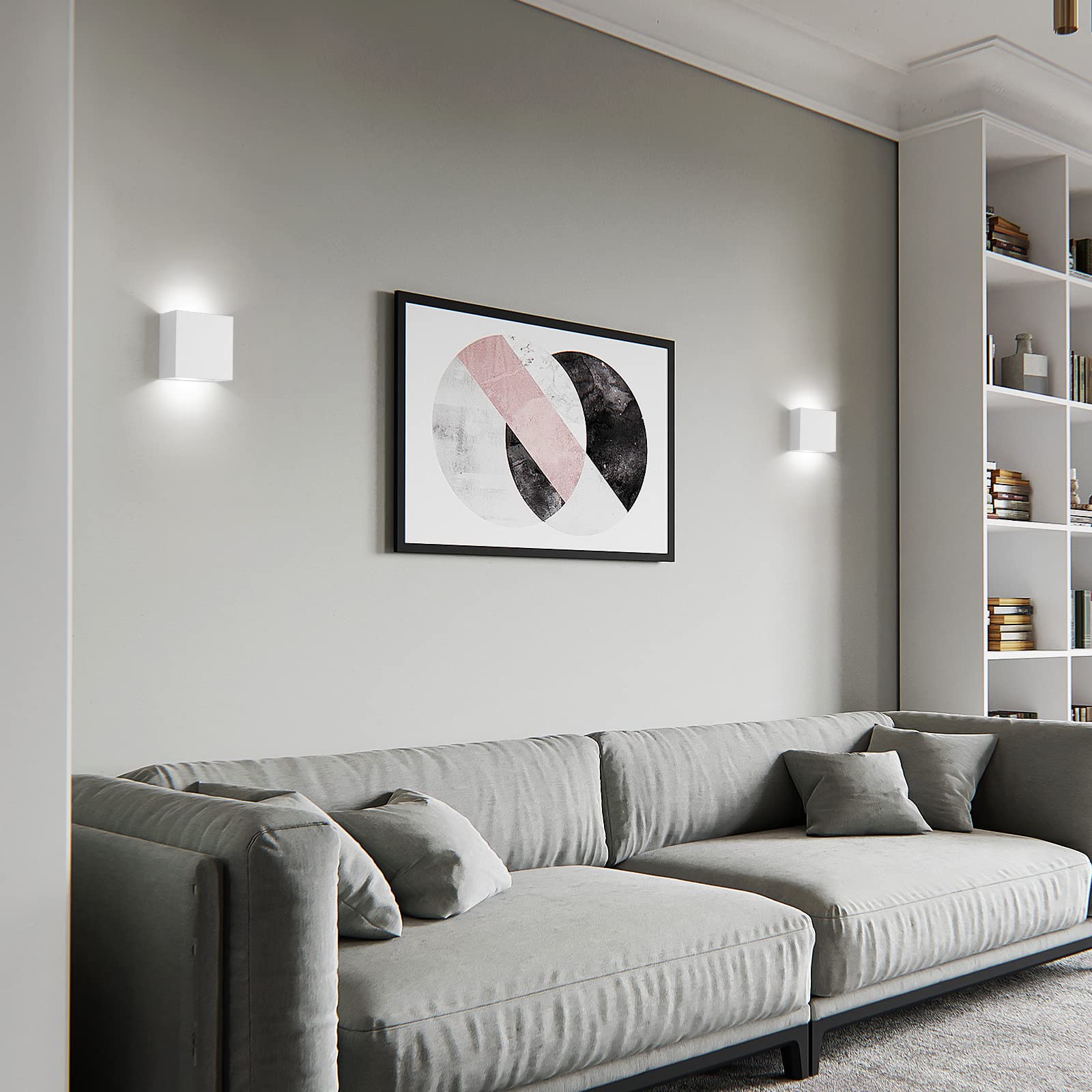 FUPE 2 Pezzi Applique da parete interno,LED Lampada da Parete interno,Moderno Up Down Applique da Parete 12W Bianco Neutro,Lampada da Parete Interni 1200LM per soggiorno,camera da letto,corridoio