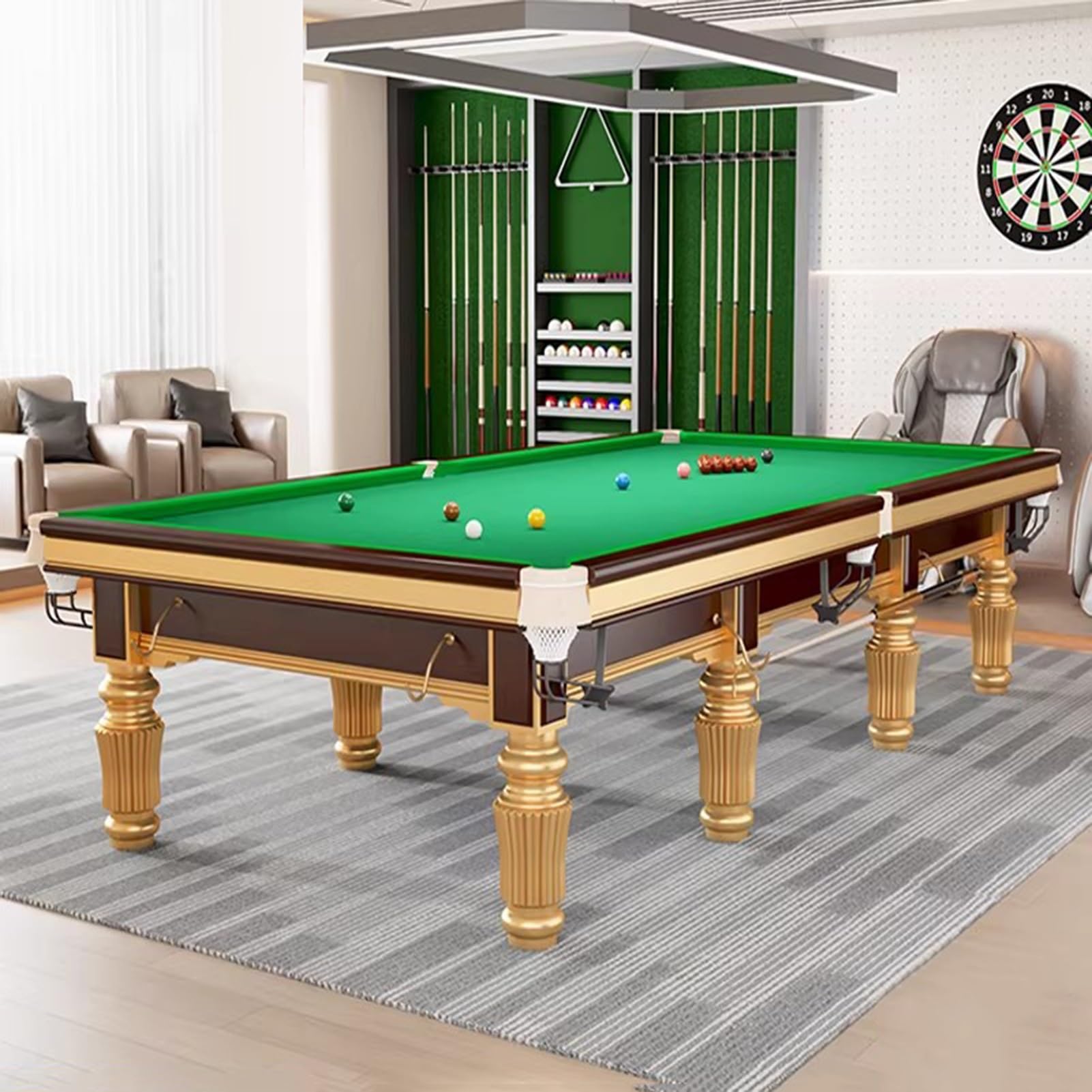 Panno da Biliardo Tovaglia da Biliardo di Livello Professionale 12 Piedi con 6 Strisce, Kit Ricambio in Feltro per Tavolo Pretagliato per Bar Domestici, Club Snooker Commerciali