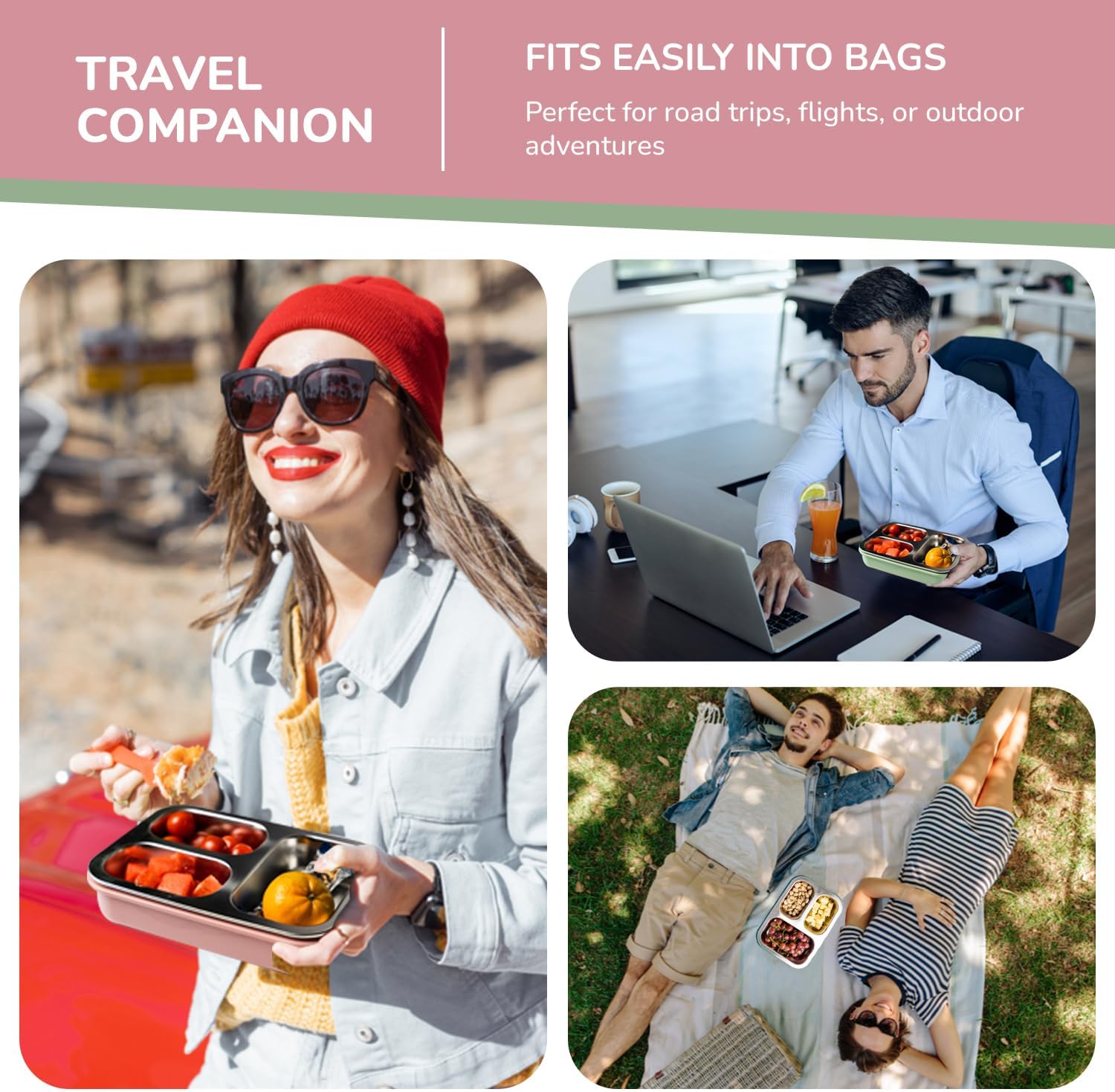 Large Stainless Steel Bento Box for Adults – 3 Compartment, 40oz Meal Prep Lunch Box with Lid, Reusable Snack Container for Men & Women, Dishwasher Safe, Blue - Image 6