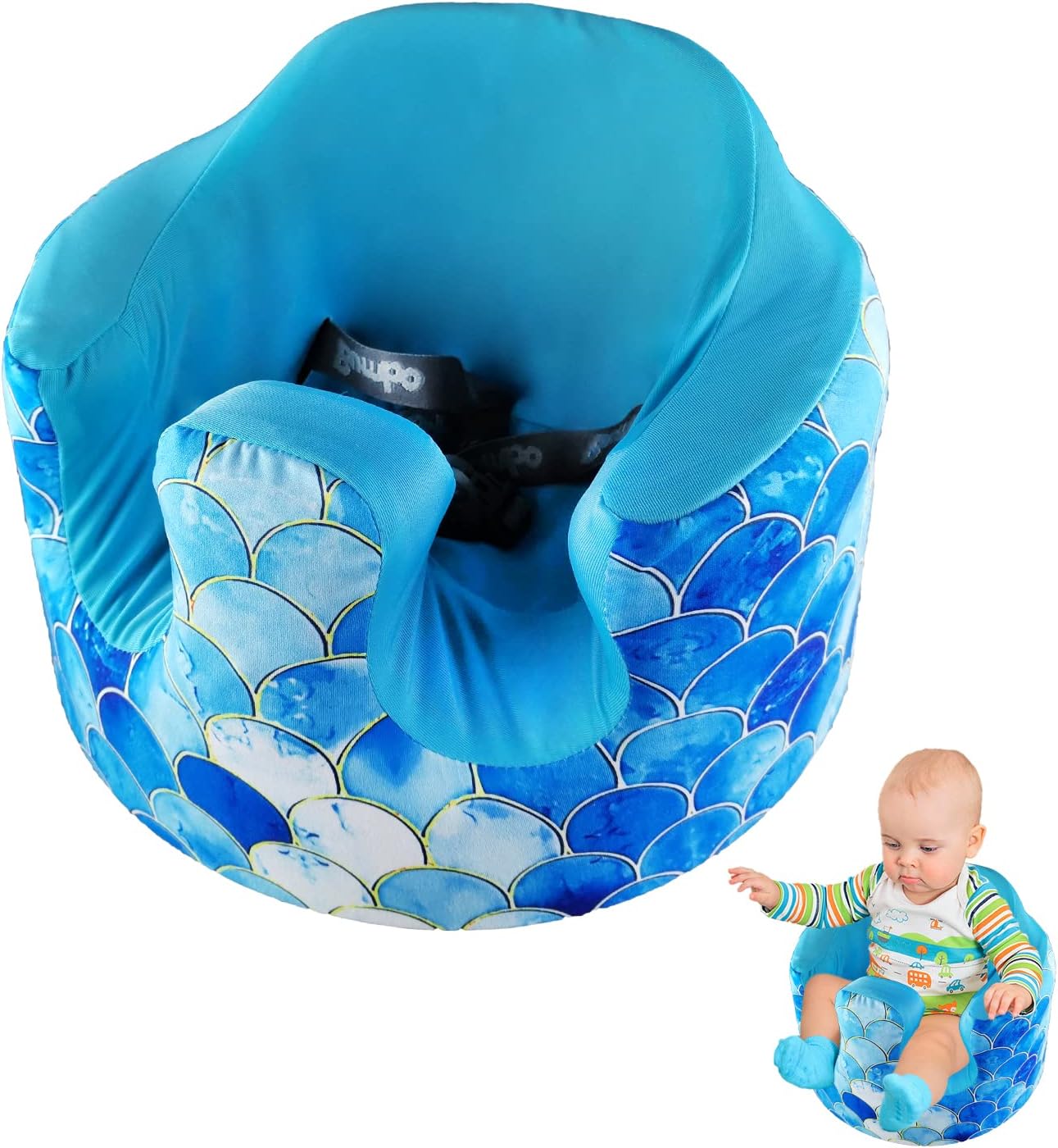 Bumbo Seat Cover Compatible with Baby Bumbo Seat Only, Ice Silk Mermaid Seat Cover Fitted Original Infant Bumbo Floor Seat, Summer Cooling Seat Cover for Toddler