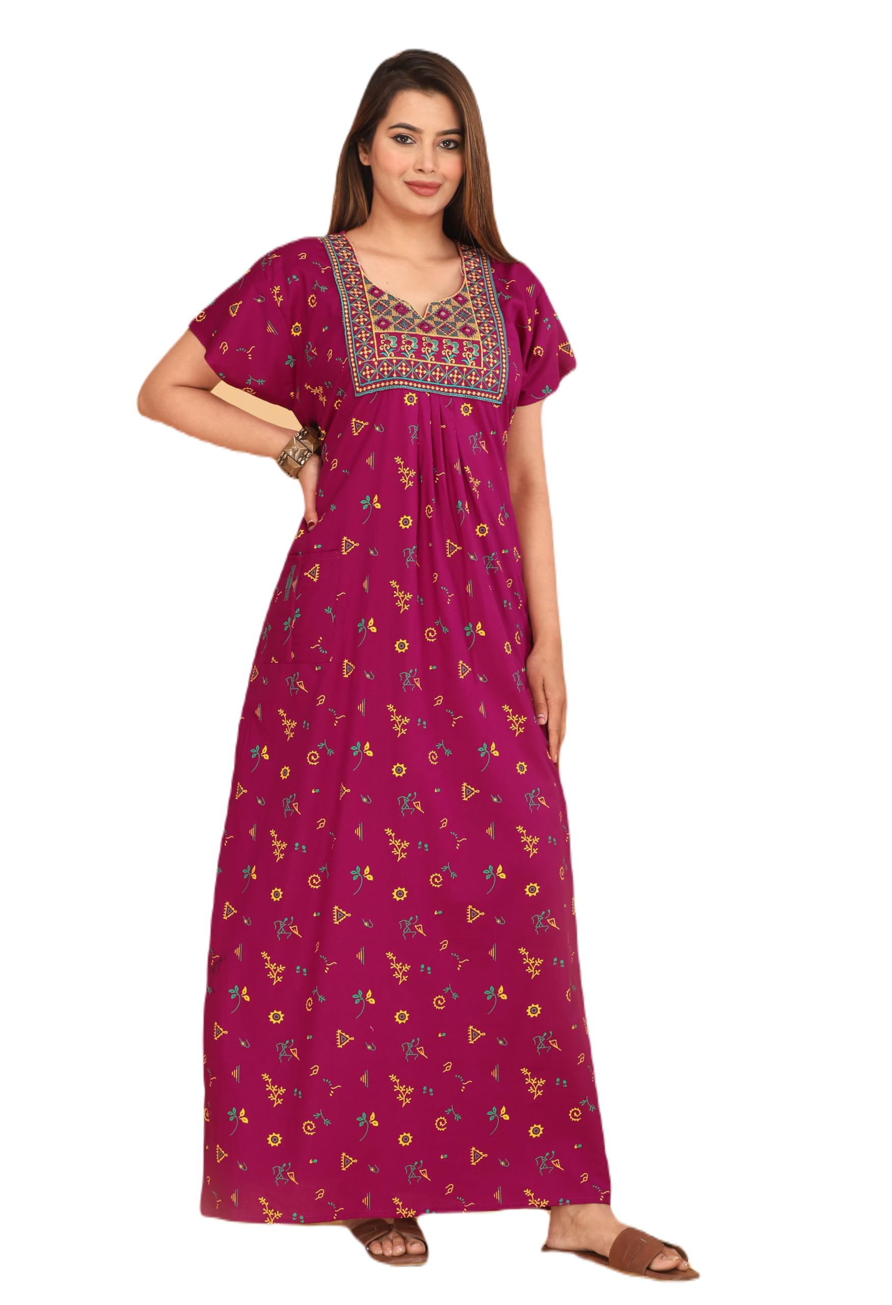 Deepali creation Cotton Embroidery Nighty for Womens/Girls Regular Nighty Rajasthani Nighty Gown Jaipuri Nighty Jaipuri Gown Maxi Gown (Free Size, Pink) (B0CQVDW6DP) Amazon Price History, Amazon Price Tracker