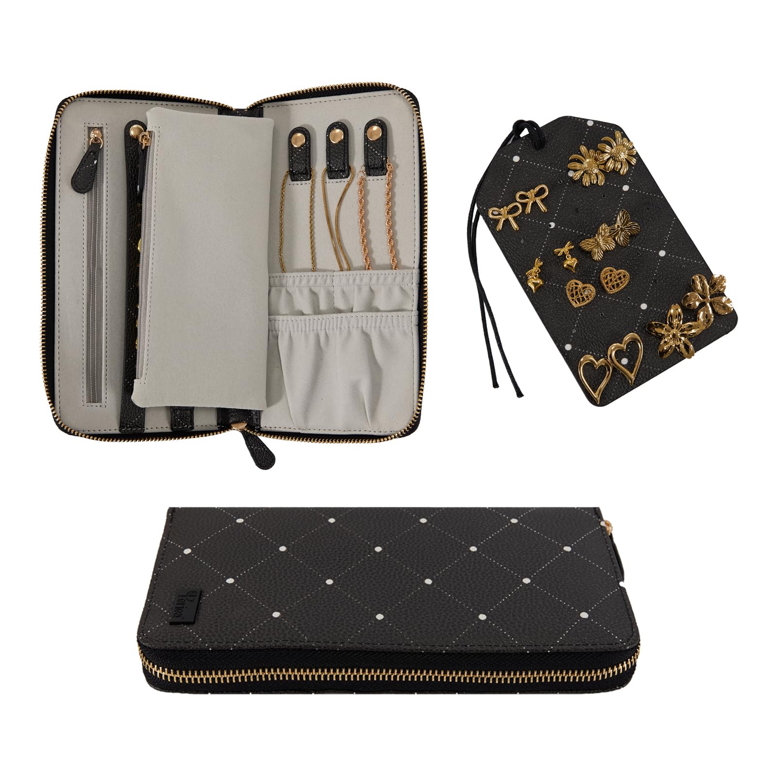 B&Q -  Ruby Compact Travel Jewellery Case With Anti-Tarnish LiningBlack Diamond