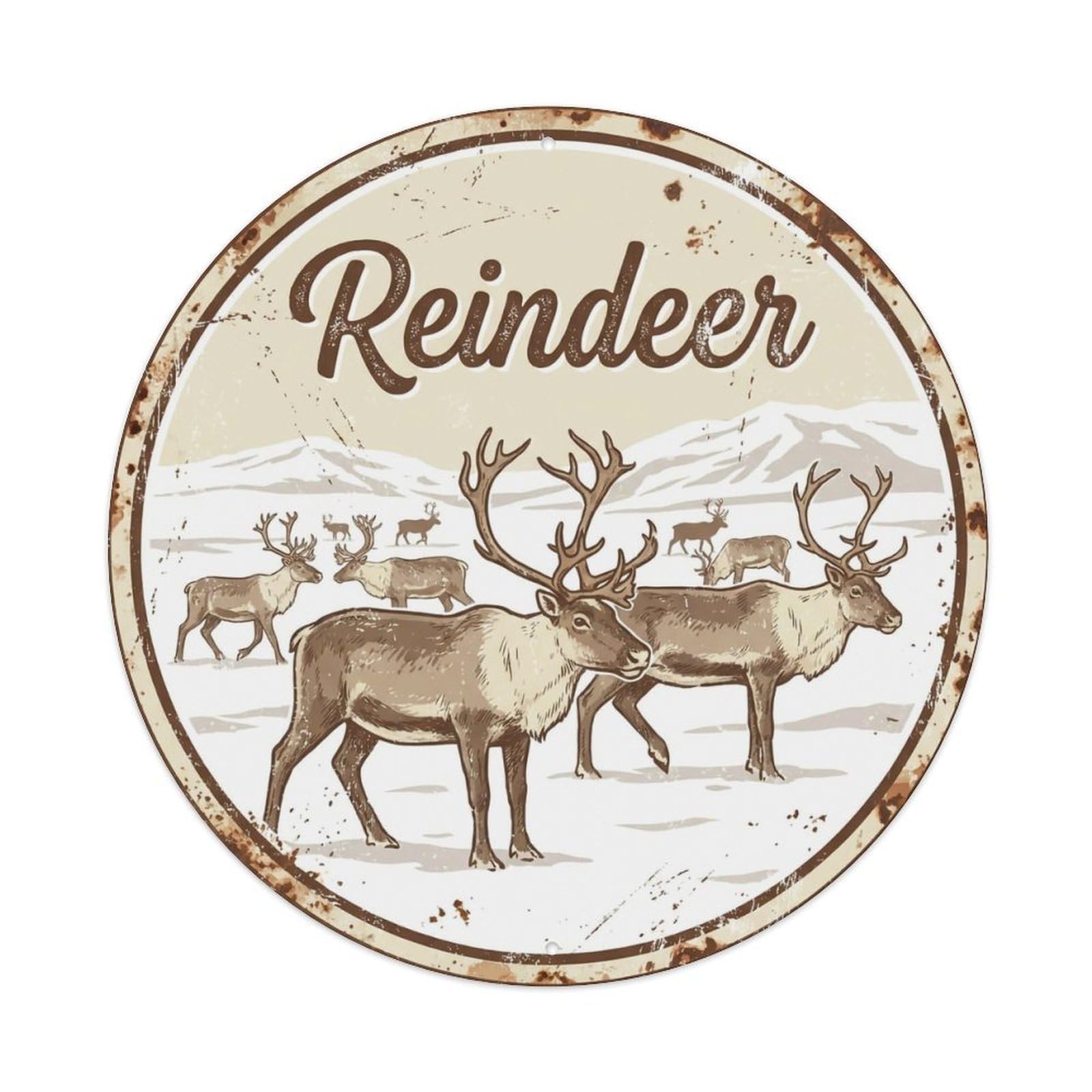 Okahys 8X8inch(20X20cm) Vintage Travel Reindeer Sweden Arctic Metal Tin Sign