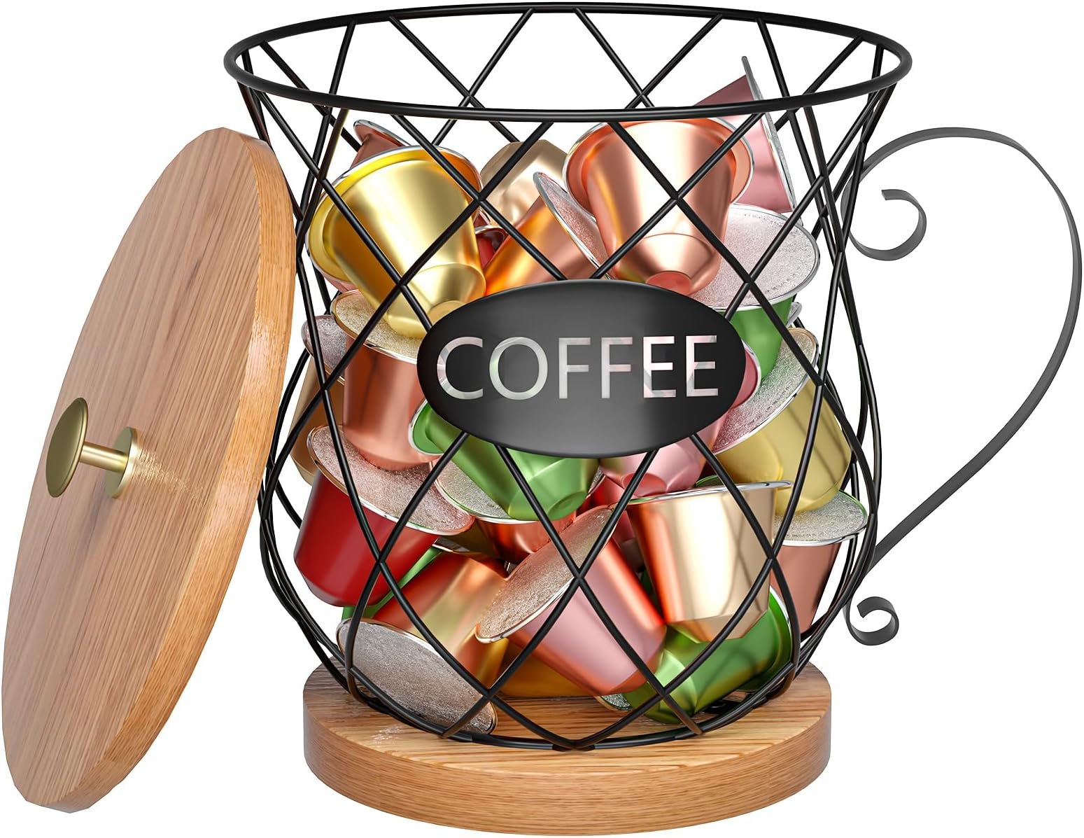 Visceralyx Coffee Pod Holder, Large Coffee Capsule Holder with Lid, Coffee Pod