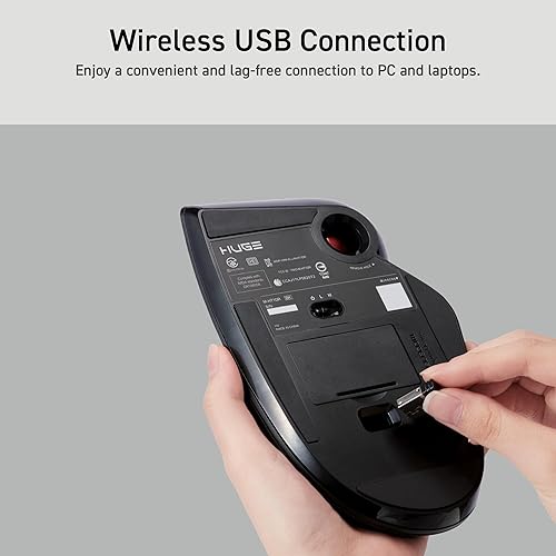 Miniatura 7 de ELECOM ENORME Trackball, USB inalámbrico de 2.4 GHz, control de dedo índice, 8 botones personalizables, reposamanos suave grande, bola de 2.047 in,