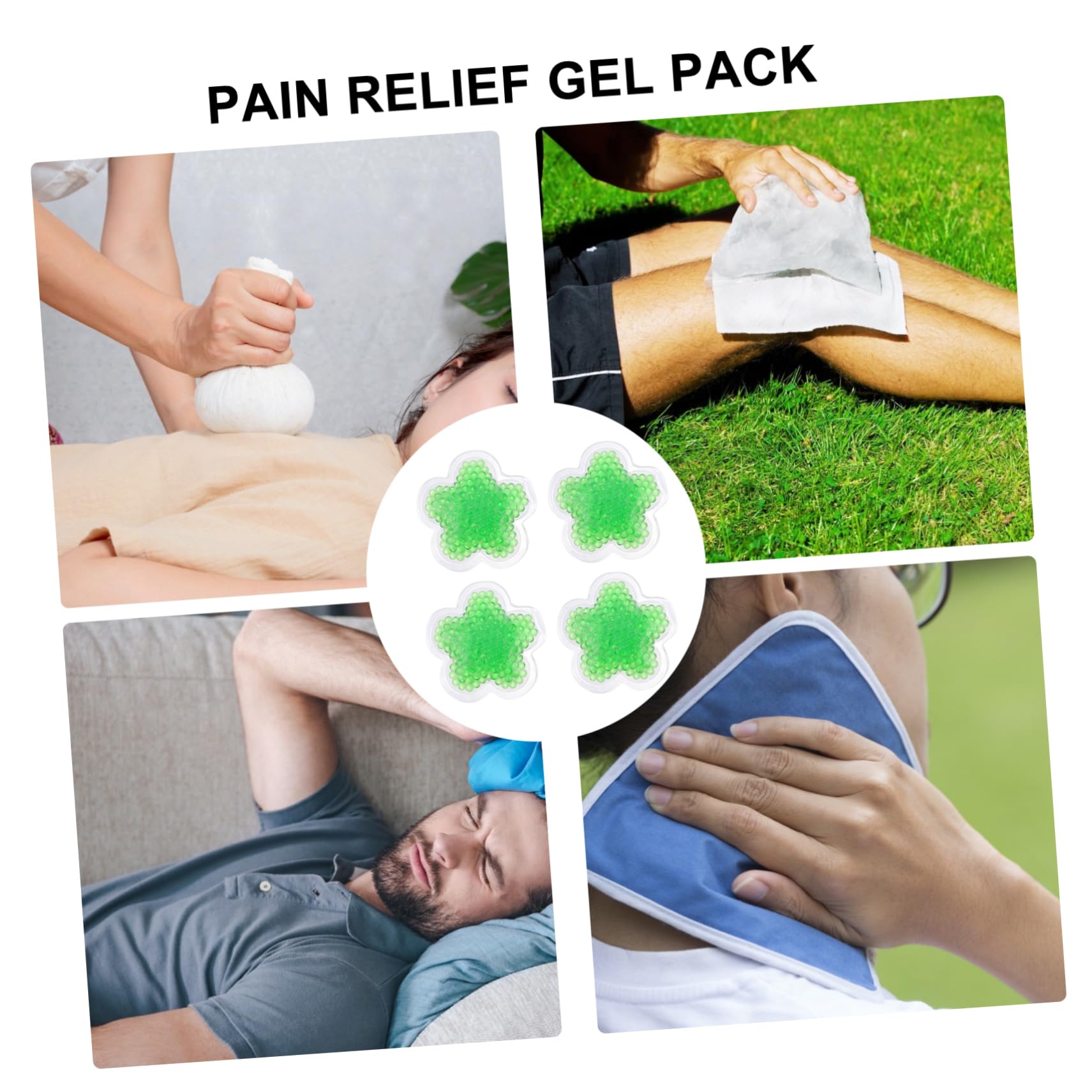 Borsa per Ghiaccio Gel Caldo/freddo 4 Pezzi in Pvc Verde | Riutilizzabile, per Kit di Primo Soccorso, Uso a Caldo e Microonde, Formato 4pezzi