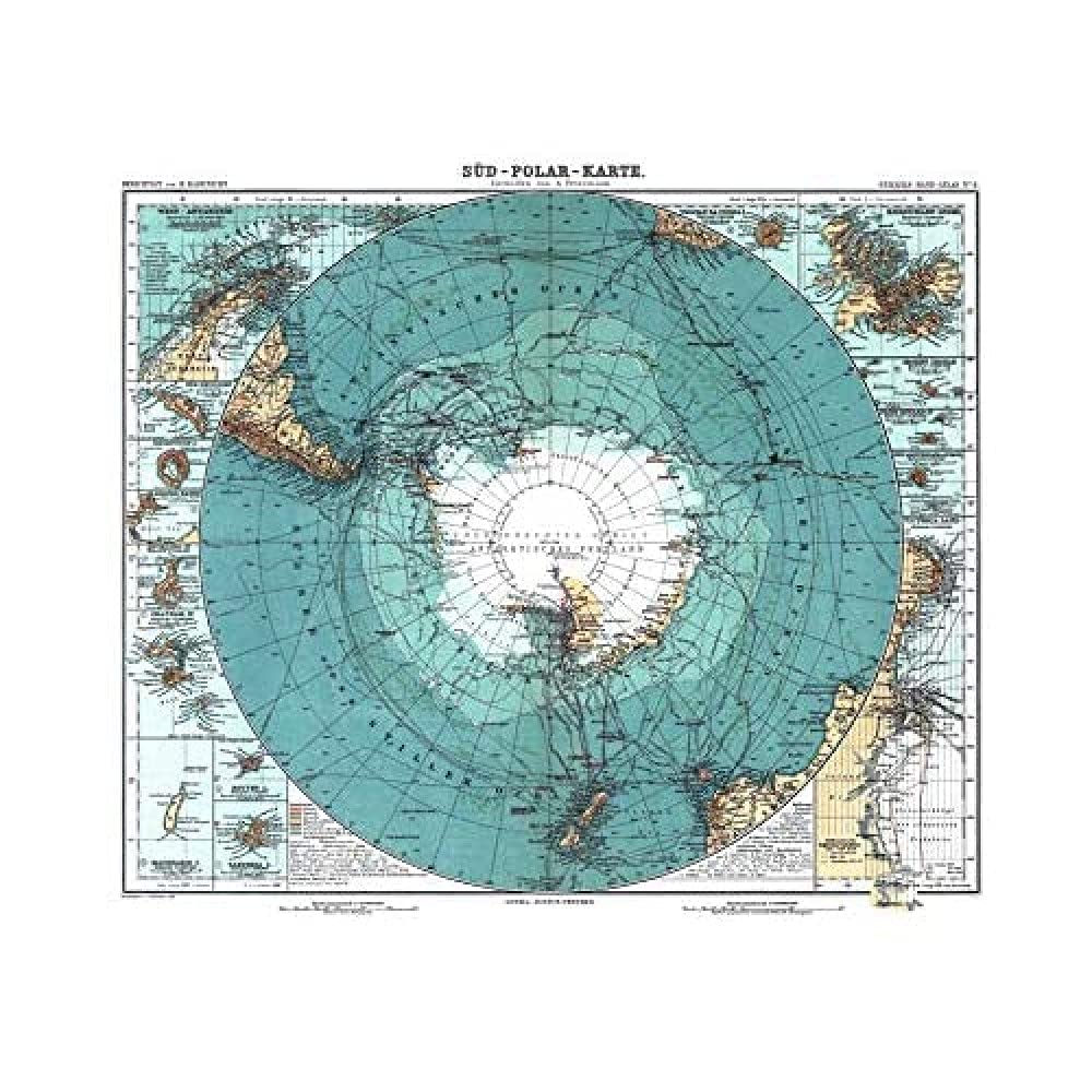 Artery8 Map Petermann Habenicht 1912 Antarctica German Unframed Wall Art Print Poster Home Decor Premium