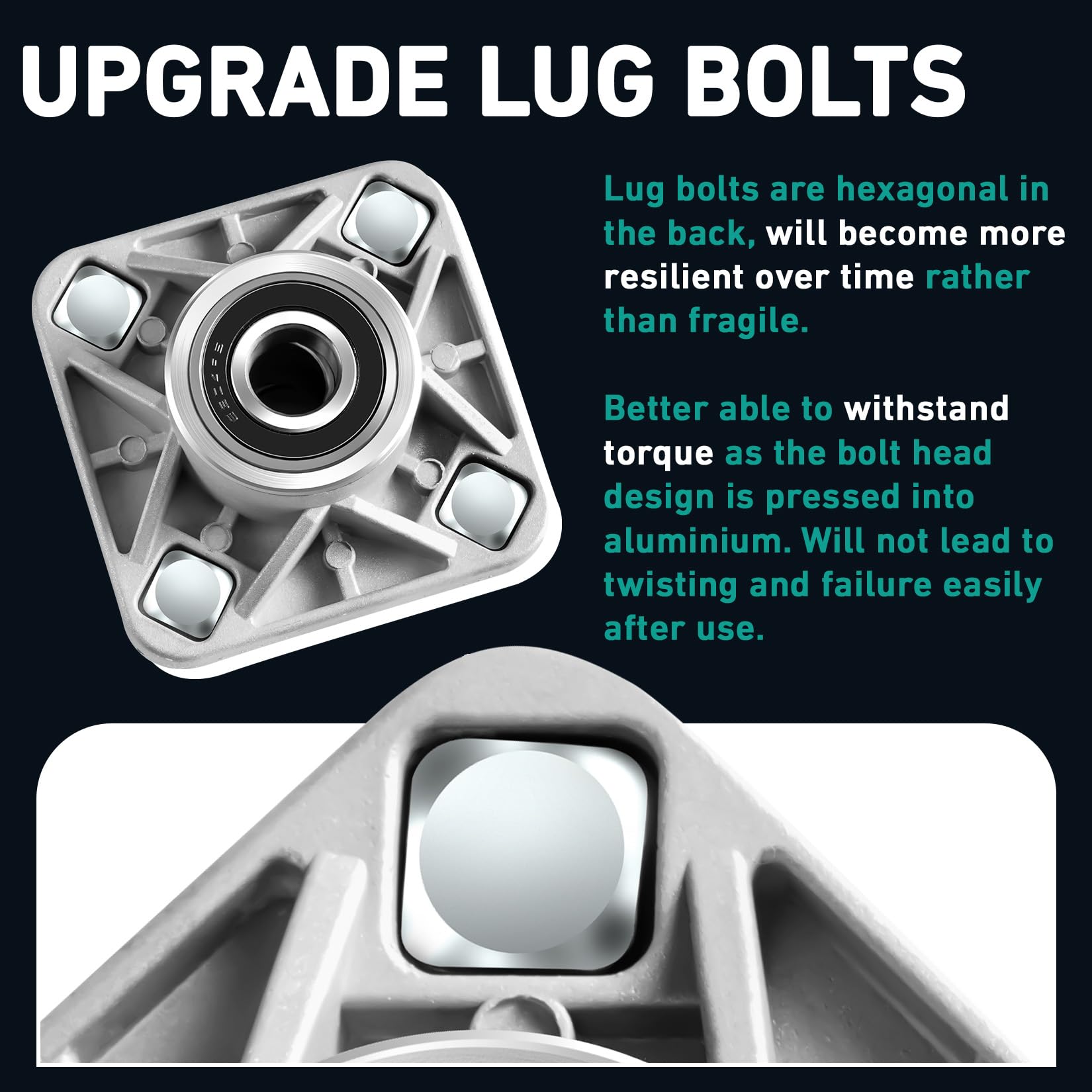 Drive-up Golf Cart Front Wheel Hub Assembly, Club Car Front Wheel Hub with Bearings Oil Dust Seal for Club Car Precedent and DS 2003-Up and Tempo 2018-Up Gas or Electric Golf Carts, OEM 102357701