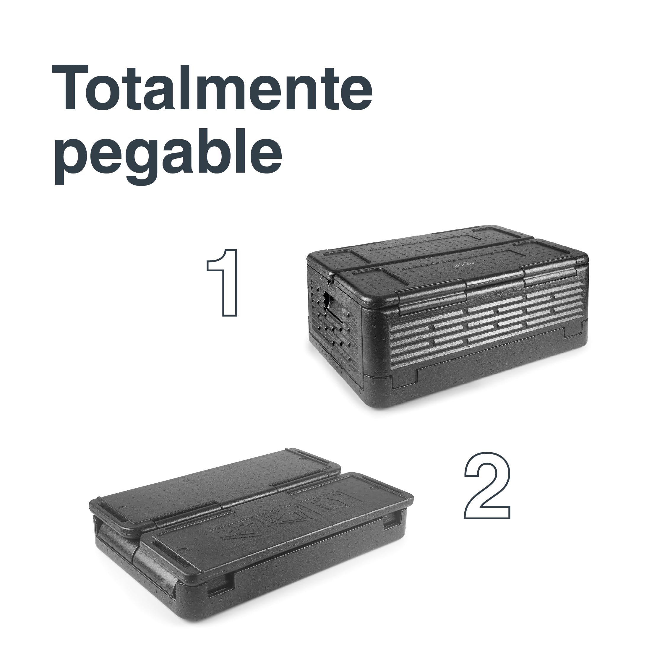 Lacor - 66066 - Caja Isotérmica Temple, Fabricada en EPP, GN 1/1, Mantiene los Alimentos Frios o Calientes, Ligera, Resistente y Aislante, Impermeable, Totalmente Plegable, 38,5L, Negro