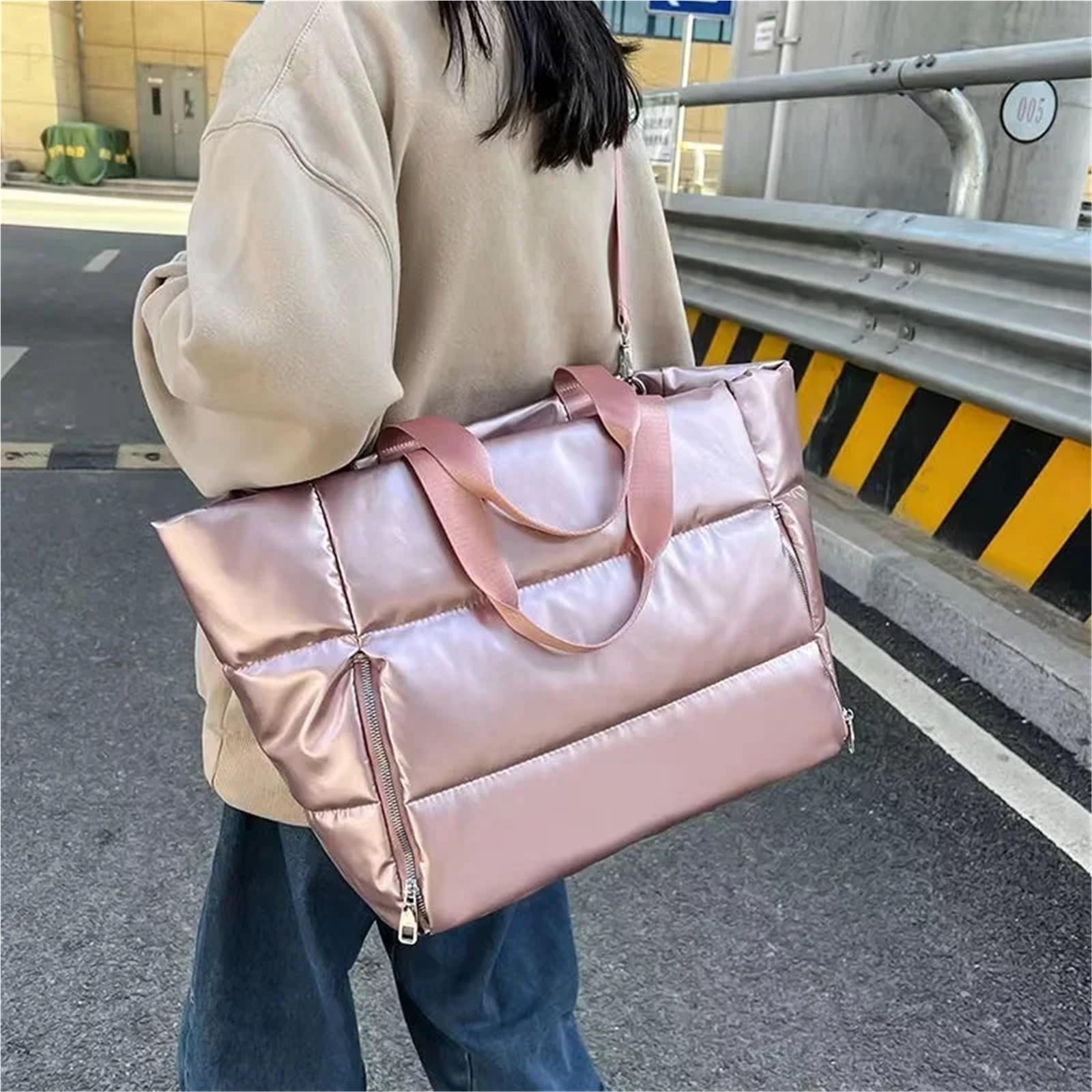 Bolso Cruzado Acolchado Bolso de Mano for Mujer, de Gran Capacidad, Acolchado Grueso, for Abrigo, Bolso de Mano con Almohada for el Trabajo, Bolso de Hombro for la axila para Mujer(Pink)